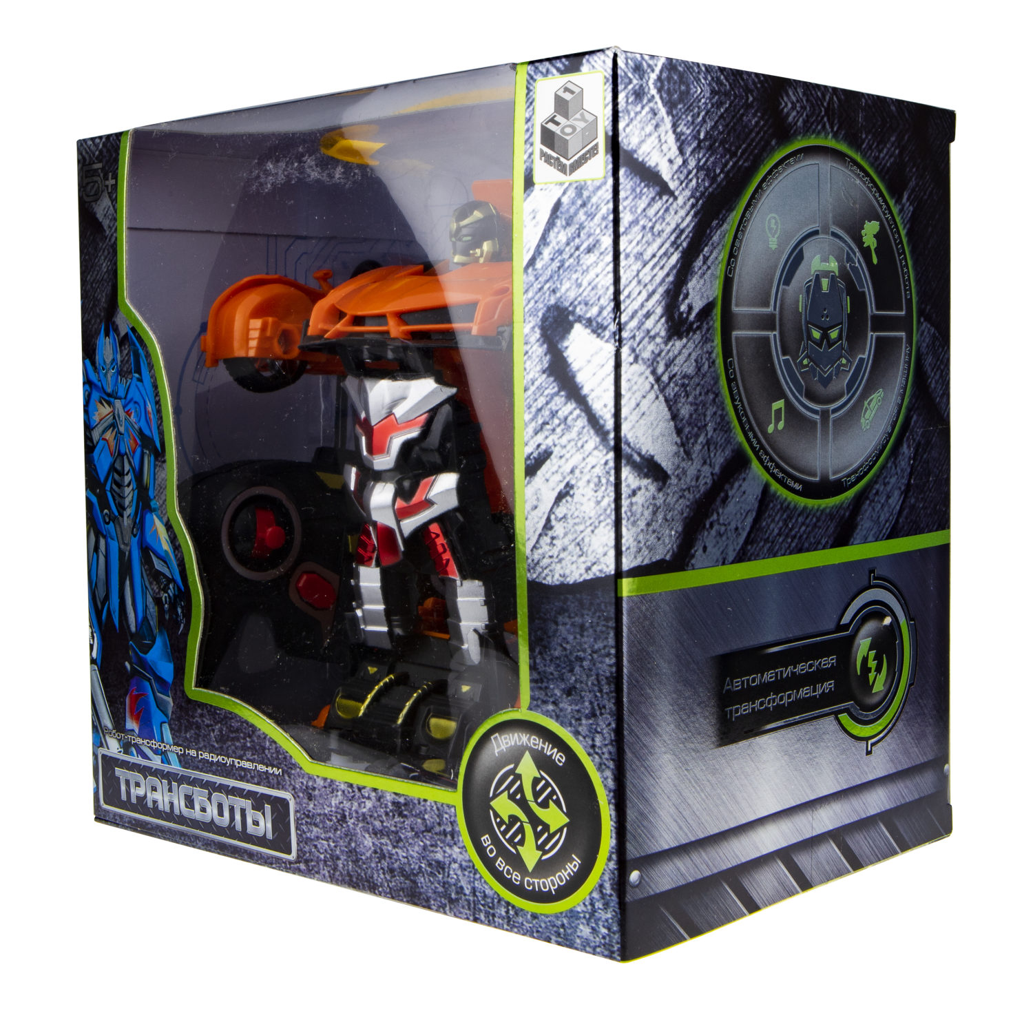 1TOY Трансботы, 1:18 на р/у 27МГц, трансформирующийся в легковую машину 20 см, 2 цвета оранжевый, красный