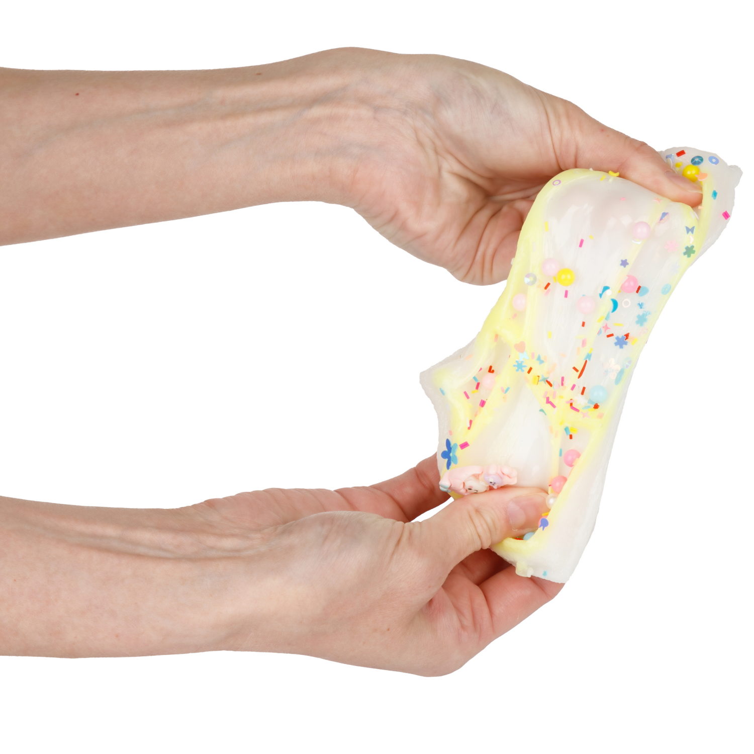 Игрушка-антистресс 1TOY Крутой замес «Няшка-вкусняшка», «Вафля бельгийская с посыпками», с колокольчиком, с желто-белой глазурью и куклой