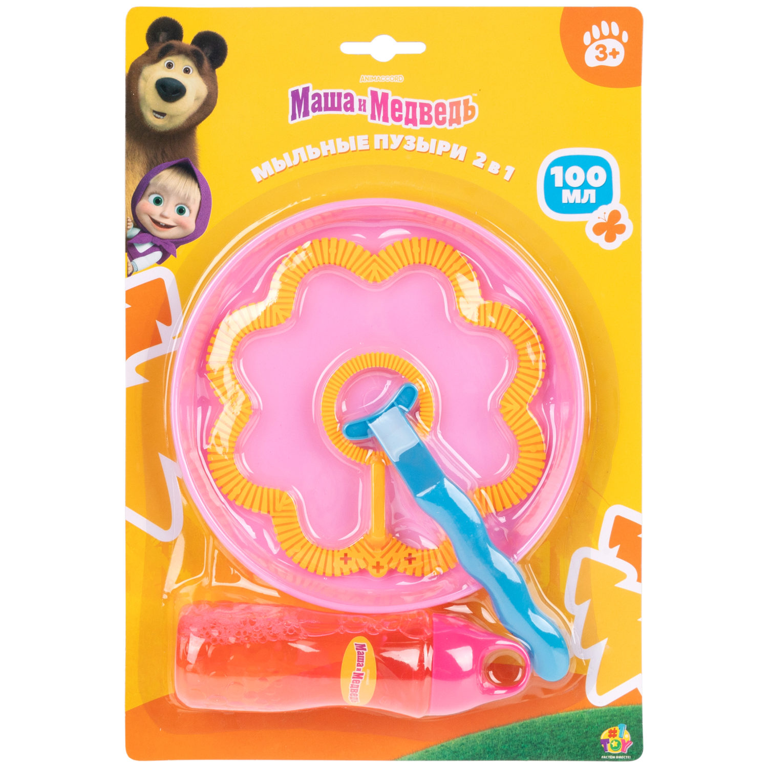 Мыльные пузыри 1TOY Маша и медведь, с лотком и венчиком, 100 мл