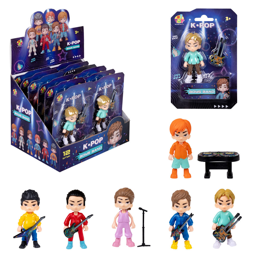 Кукла 1TOY K-POP Boys band с музыкальными инструментами, 6 видов в ассортименте