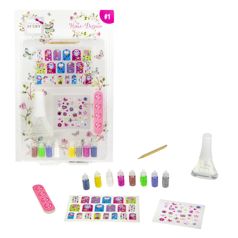 Набор LUKKY "Нэйл-Дизайн" дизайн ногтей "Бабочки, цветочки, совы"