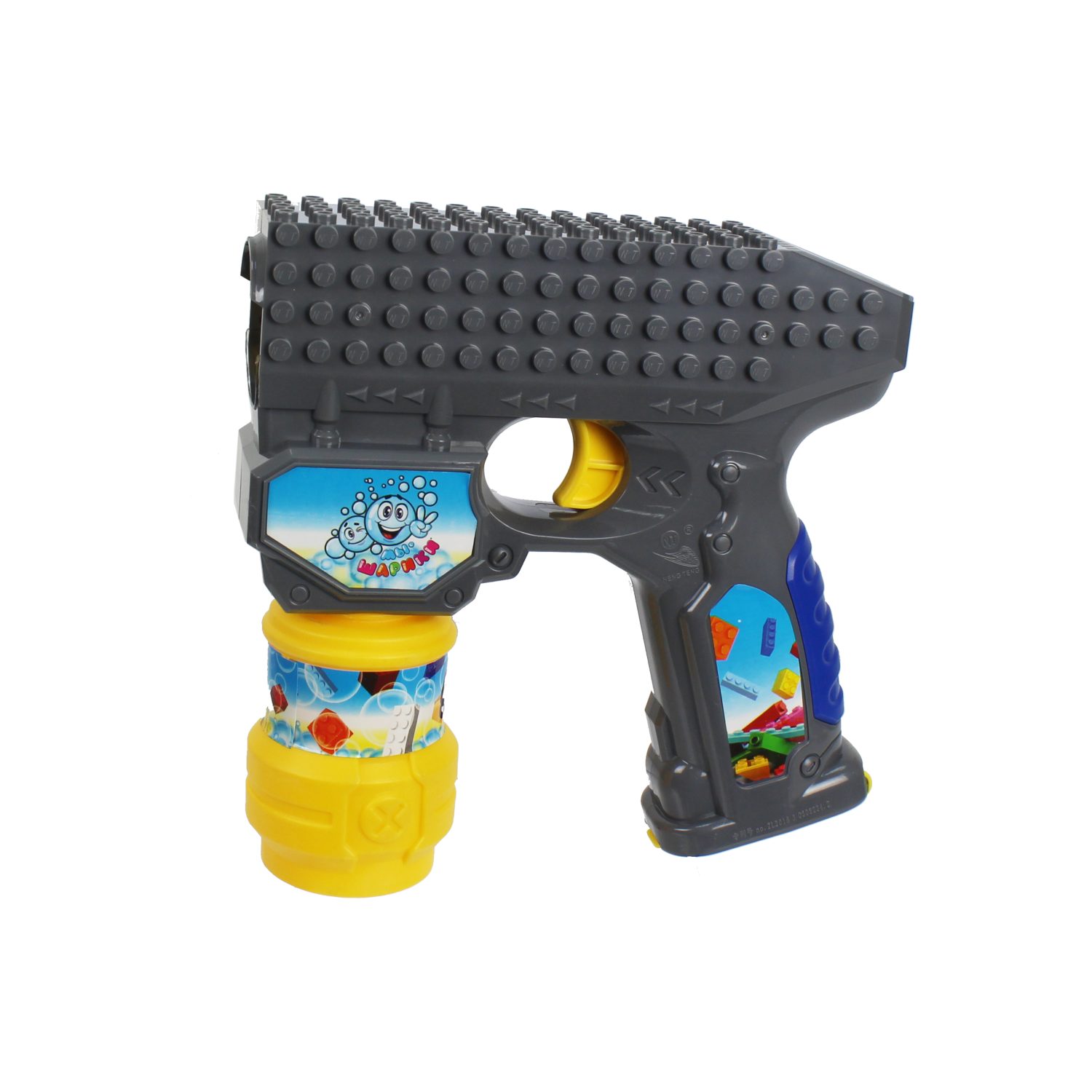 Набор для пускания мыльных пузырей 1TOY "Мы-шарики!" в виде пистолета -конструктора со световыми и звуковыми эффектами (2х59 мл.)