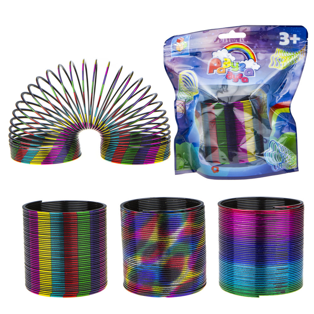 1toy пружинка Радуга-Дуга металлик пятнист. 6,3*6,5см.в пак.16*6*18см