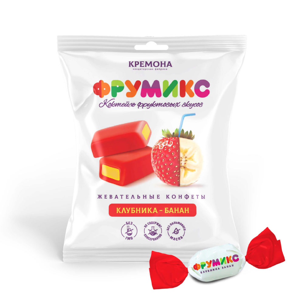 ФРУМИКС Жевательные конфеты клубника/банан, 45г х 16