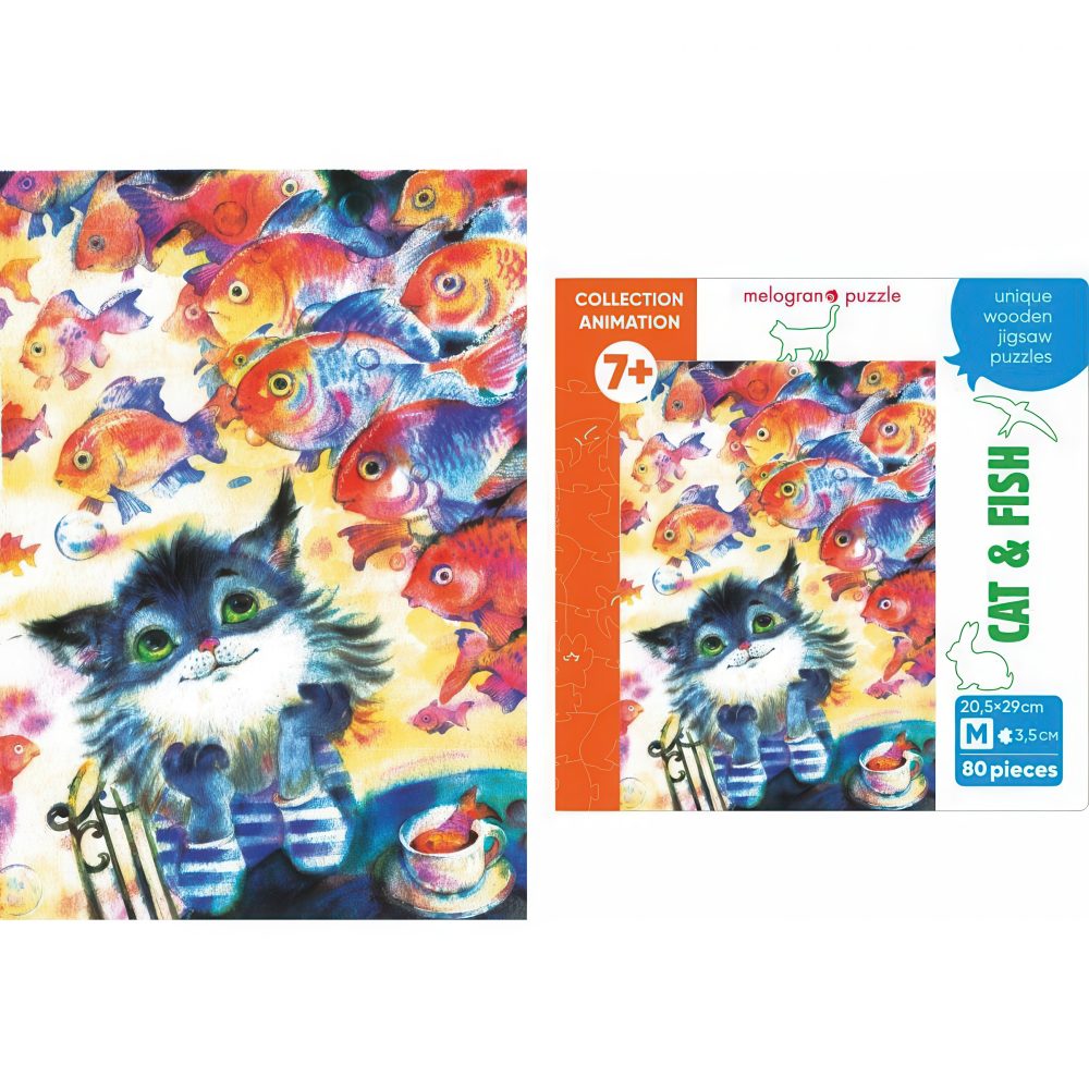 Пазлы Collection Animation Кот и рыбки, 80 деталей