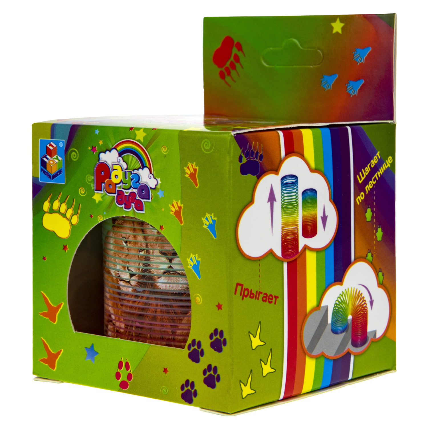 Пружинка радуга 1TOY «Радуга-дуга» Сафари, 6,5*6,5 см, 4 вида в ассортименте
