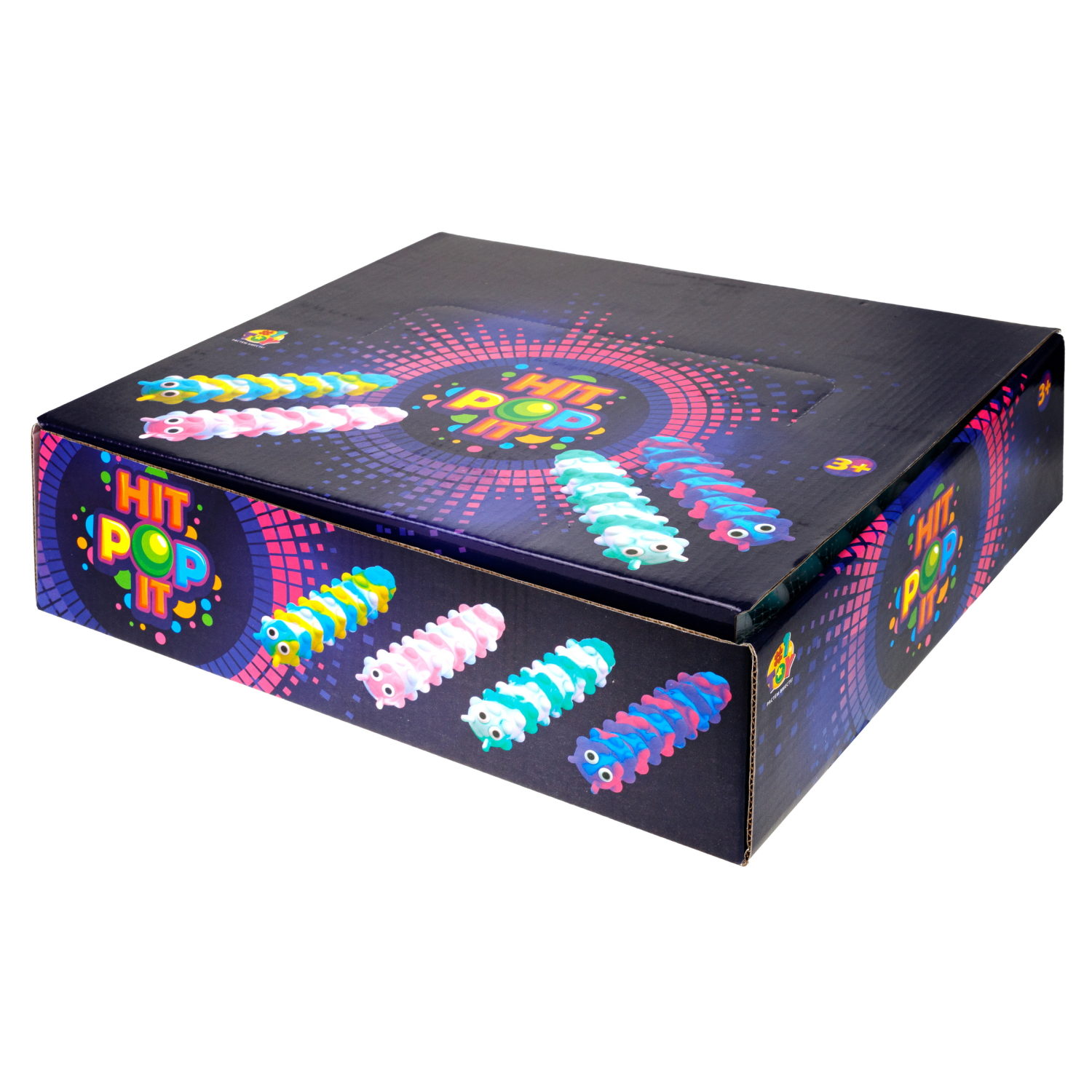 1toy Жмяка Hit Pop It "Гусеница" на присосках 26,5х4,8х3,8 см, 4 вида, 12 шт. в д/б