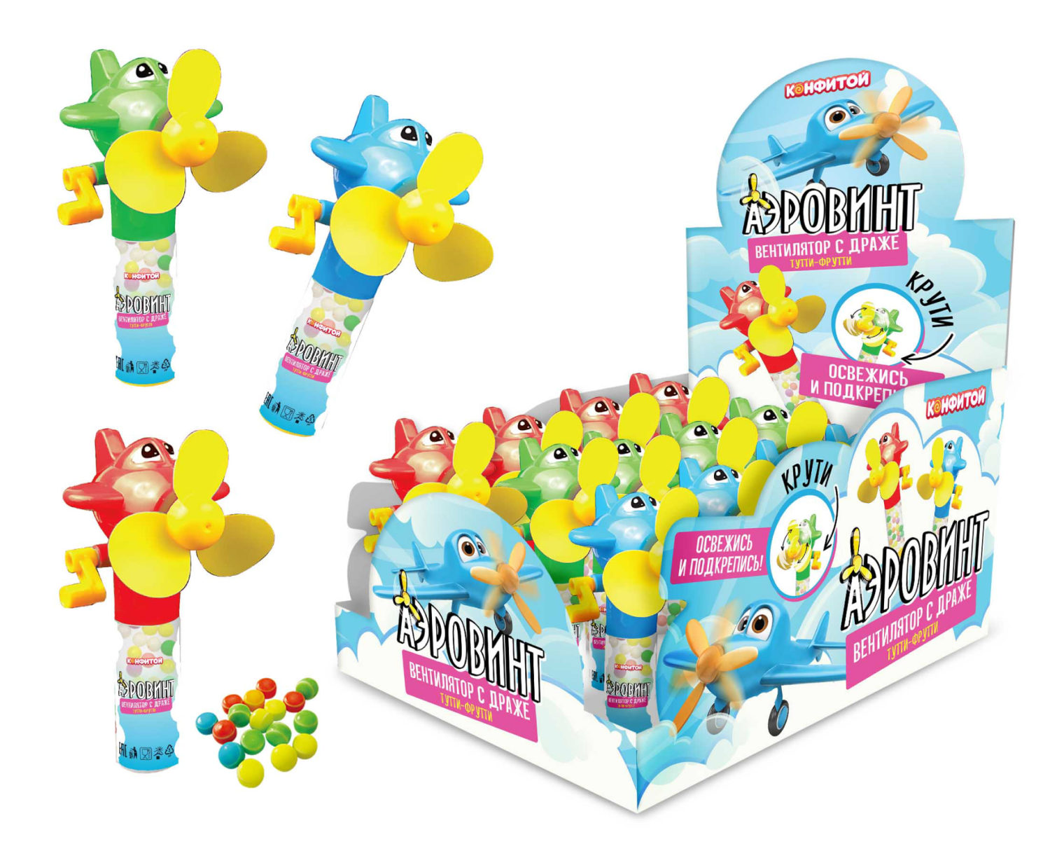АЭРОВИНТ Вентилятор с драже, блок 12 шт. (8г х 12 х 12)