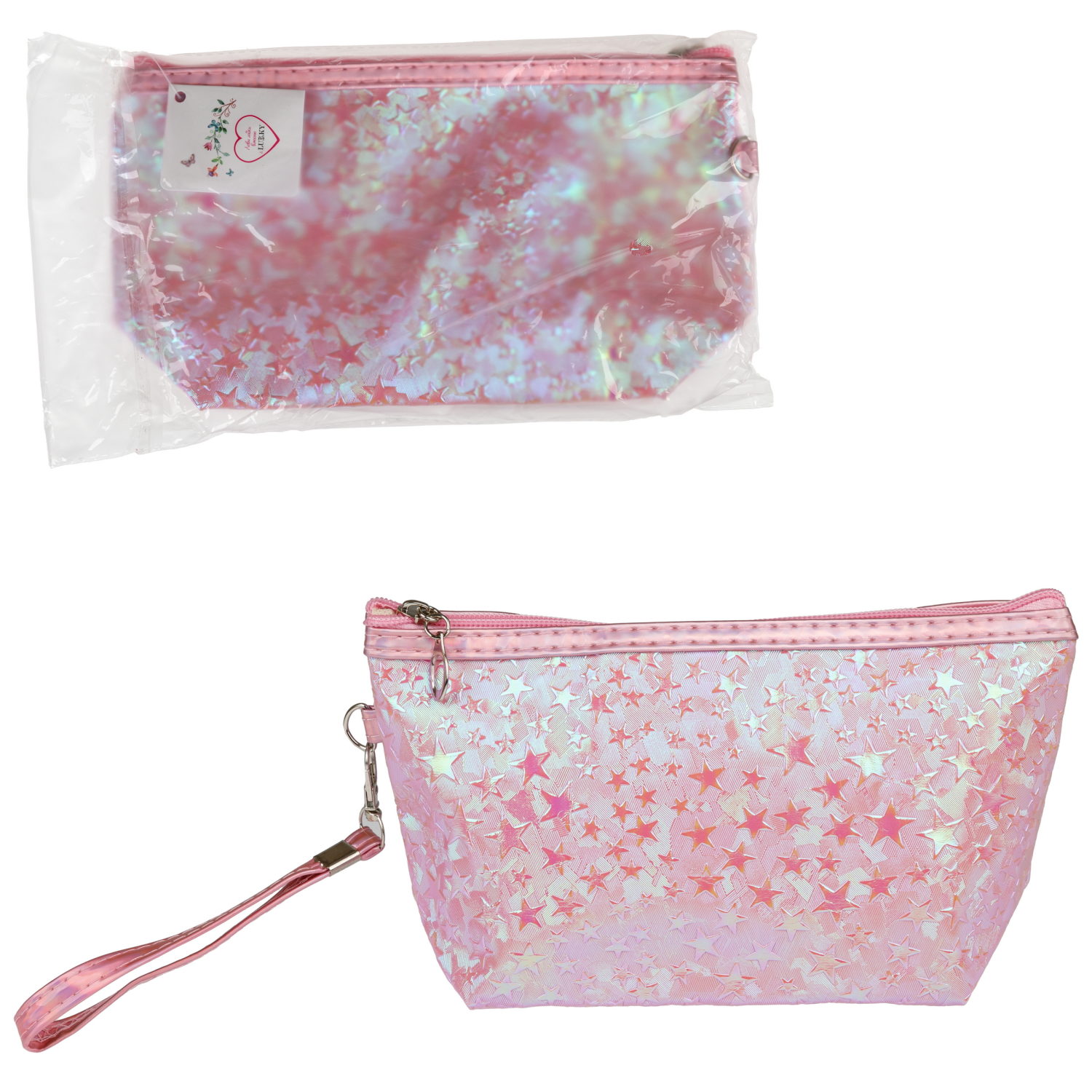 Косметичка блестящая Lukky Holographic Stars, 23,5*14*7 см