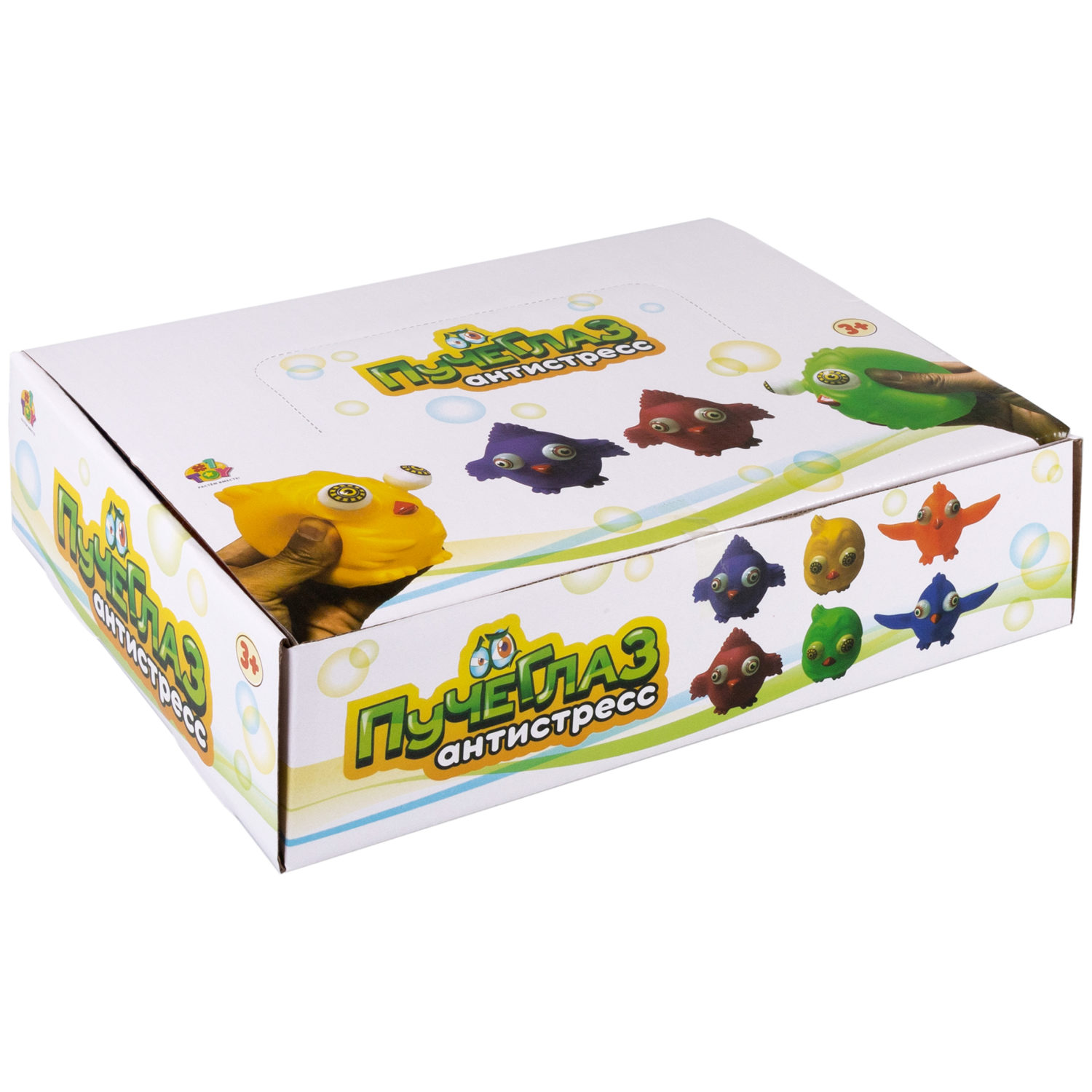 1TOY Пучеглаз-антистресс "Птицы" 7х6x5 см, 6 цветов в ассортименте