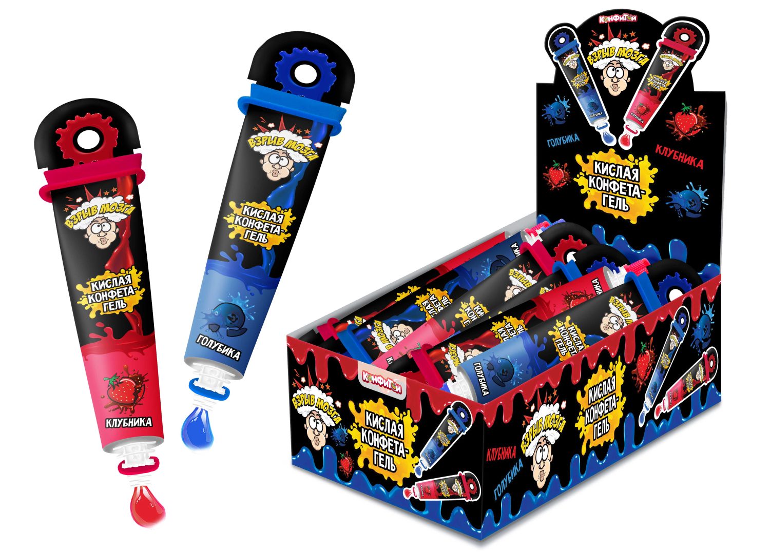 ВЗРЫВ МОЗГА кислая конфета-гель, блок 24 шт. (20г х 24 х 24)