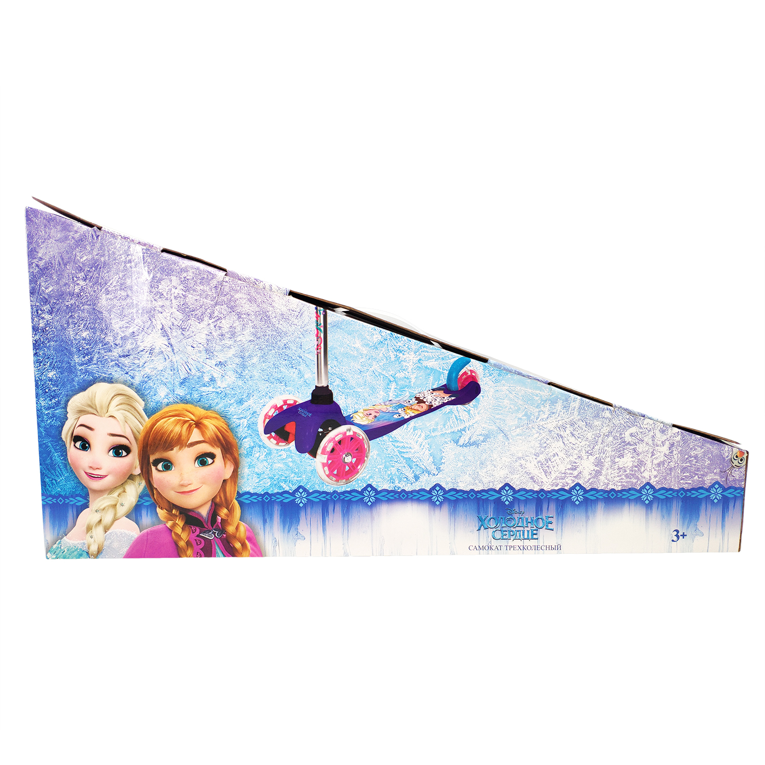 Самокат детский Disney Холодное Сердце, трехколесный, кикборд, со светящимися колесами