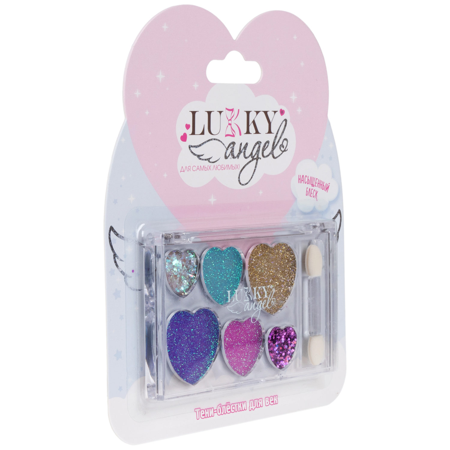 Палетка крем-теней для век детских Lukky Angel, «Разноцветные Сердечки», 6 цветов, 6 г