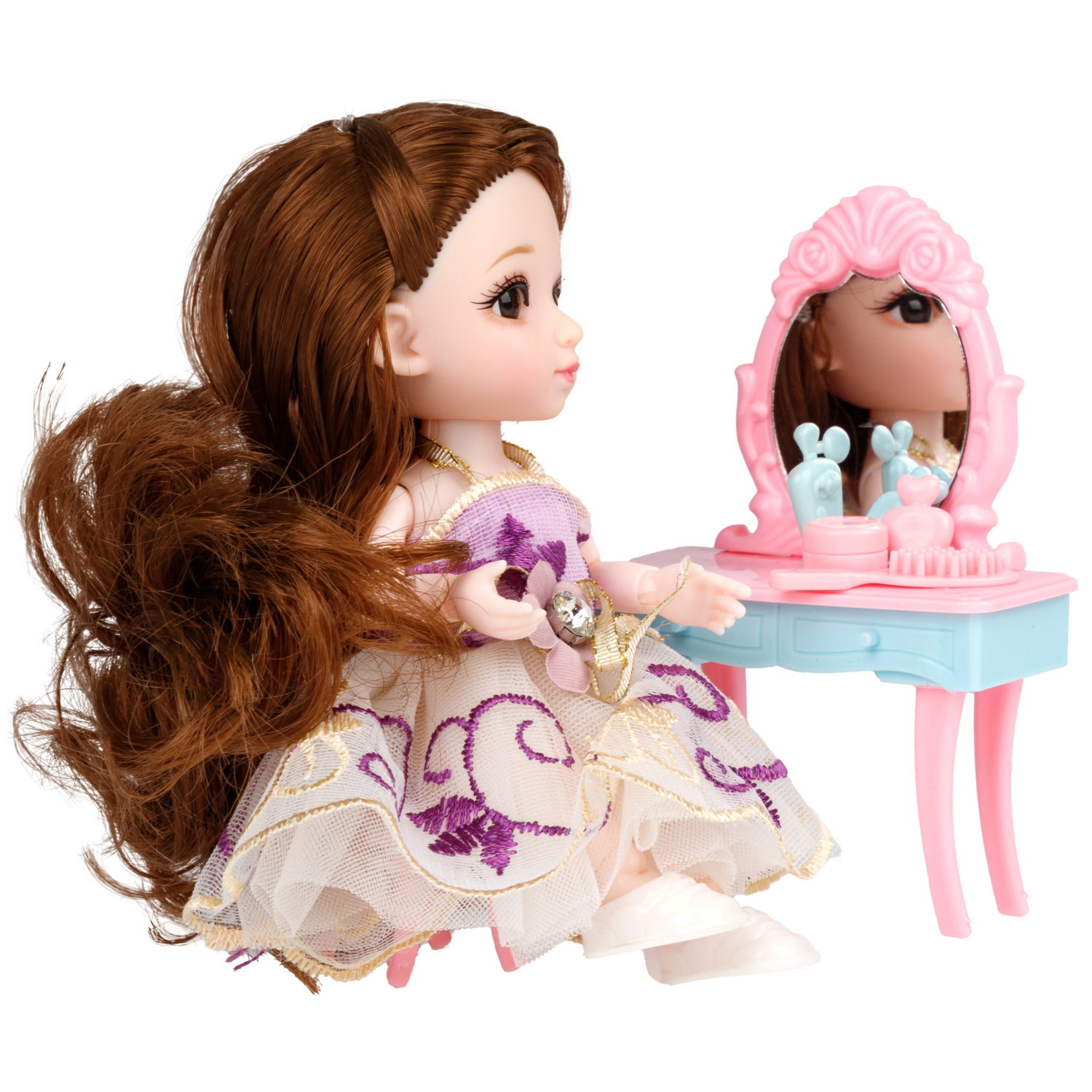 Alisa Kawaii mini, набор, кукла 15,2 см, с туалетным столиком