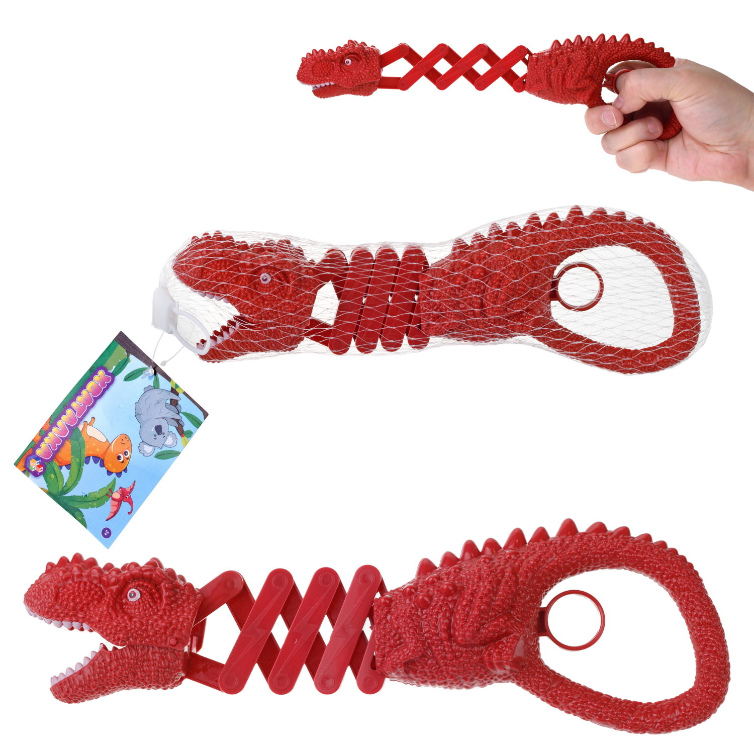 1TOY Хваталка в виде головы животного 24 см., 8 видов в ассорт., бирка, сетка