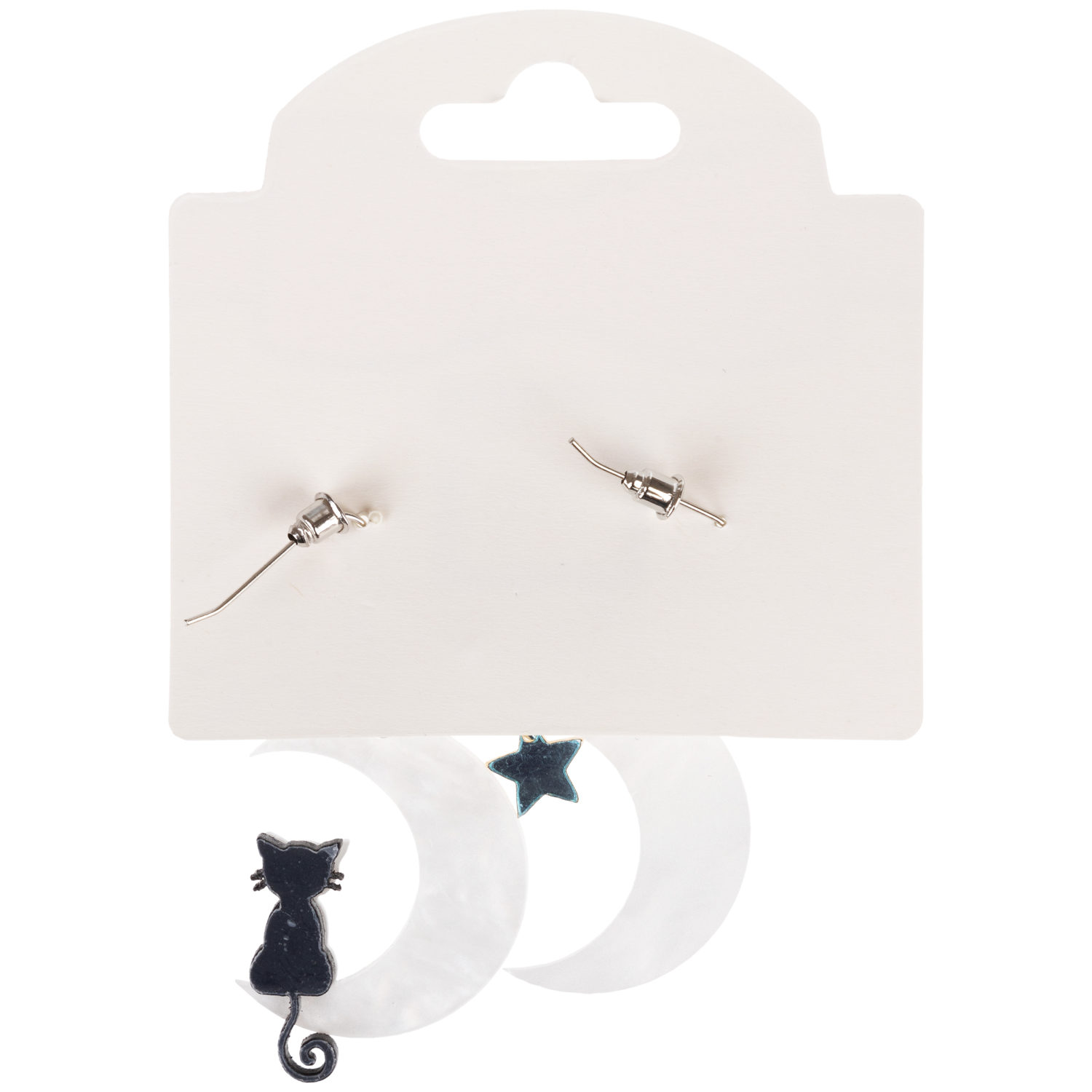 Серьги Lukky Fashion с подвесками "Лунный кот", белый перламутр