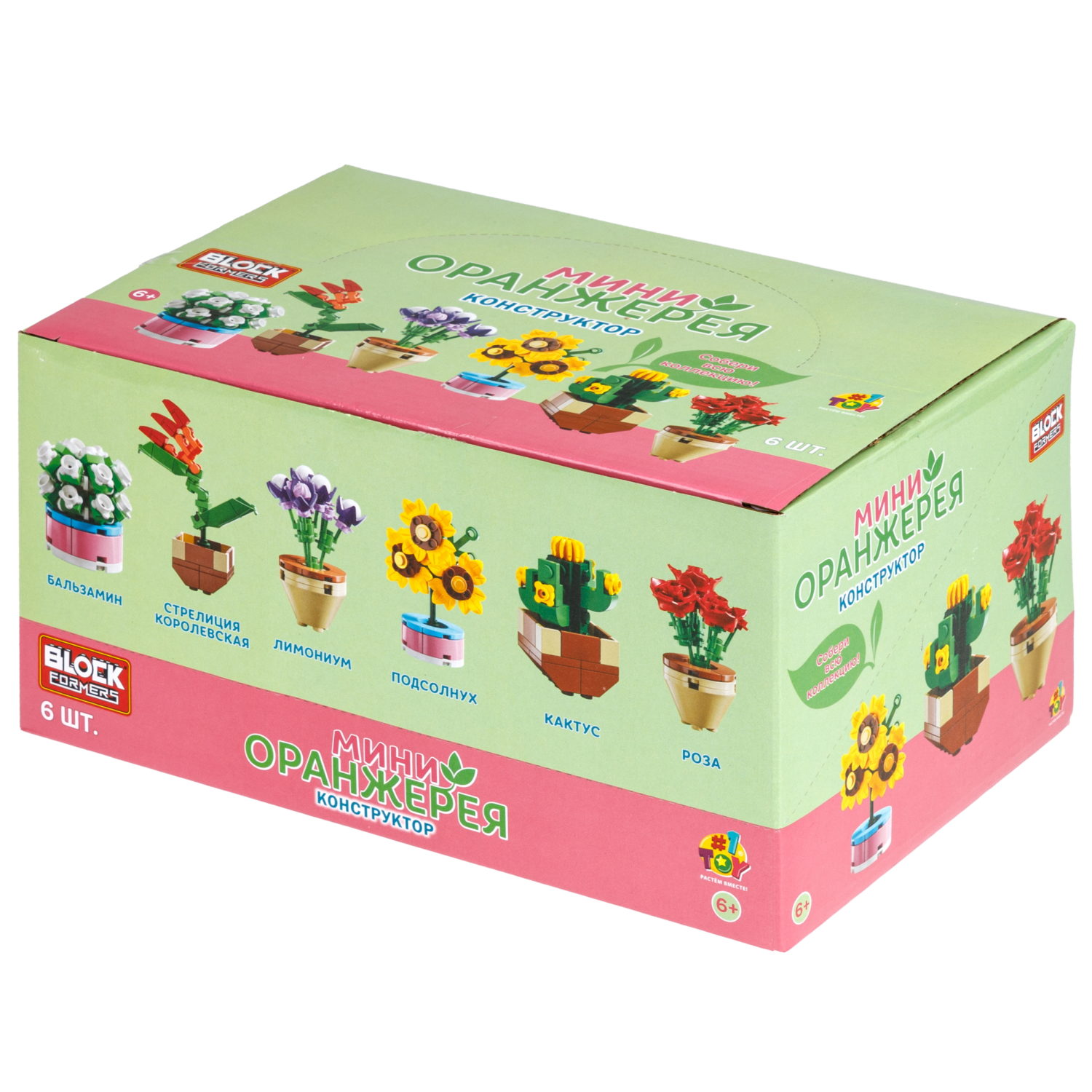 Конструктор 1TOY Blockformers Мини-оранжерея, 6 видов в ассортименте