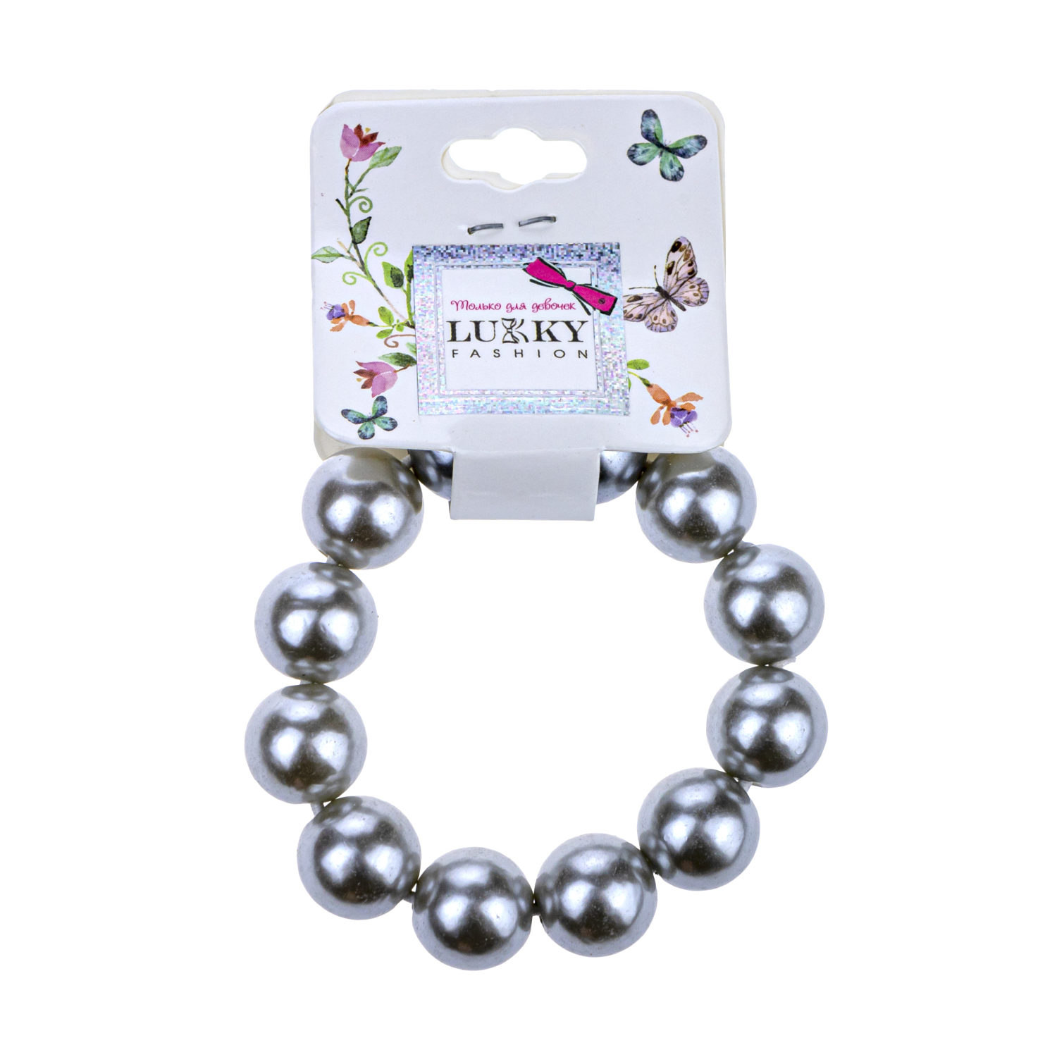 Lukky Fashion резинка жемчужины, D 7мм (сереб, золот, розов)