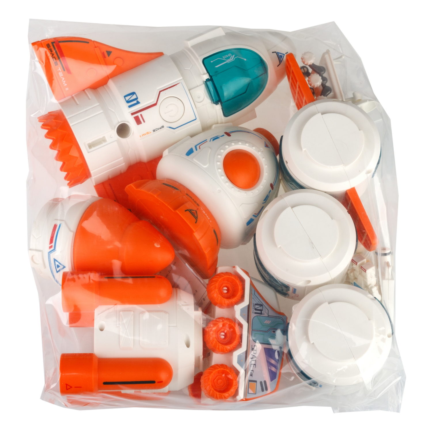 Игровой набор интерактивный 1TOY Space Team II 4-в-1: ракета, космическая станция, шаттл, планетоход, фигурки, световые и звуковые эффекты