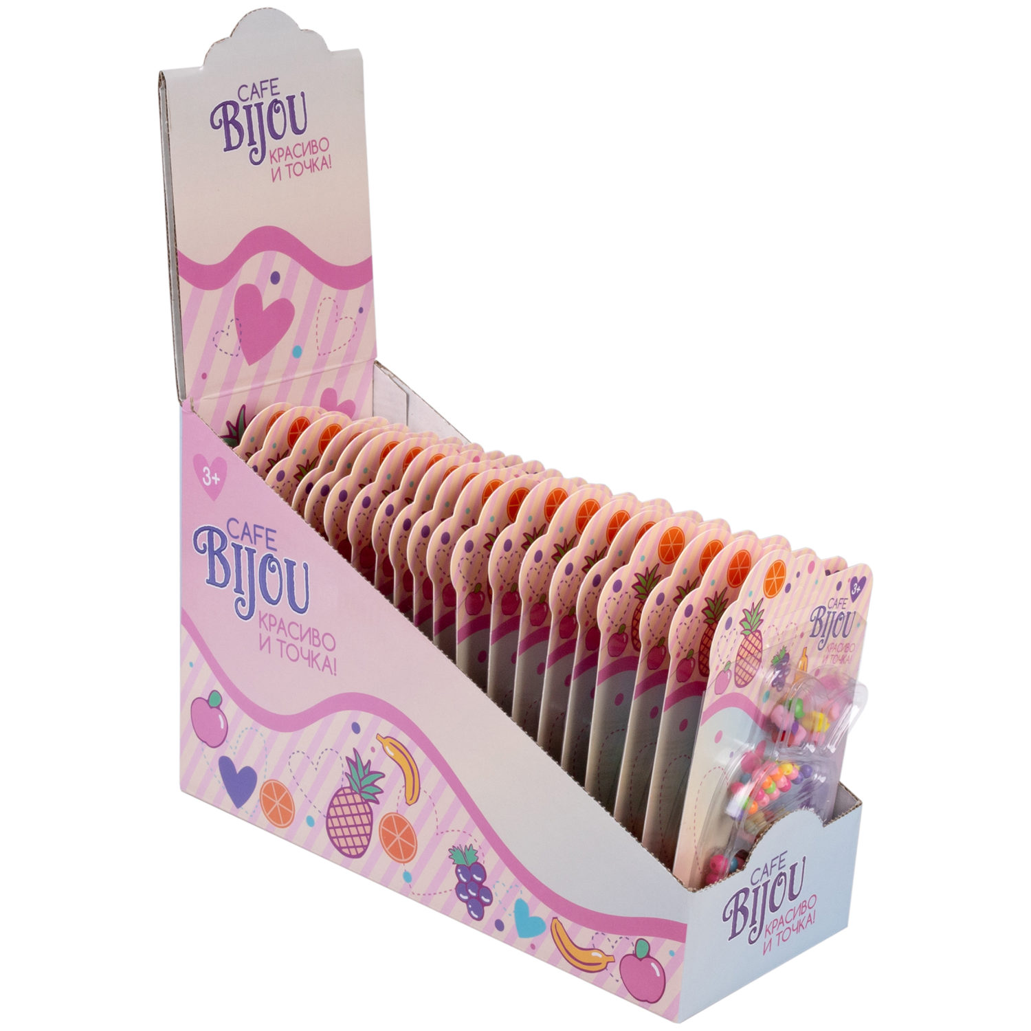 1TOY наб.бусин."Café Bijou" фрукты 5 видов в асс., блистер 12*19см, 20 шт.в дб.