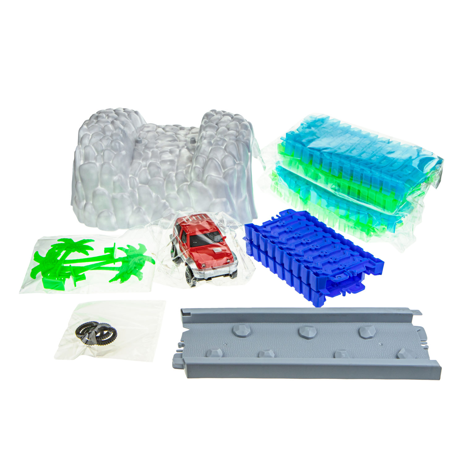 Игровой набор 1TOY Гибкий трек "Большое путешествие", светится в темноте, 105 деталей