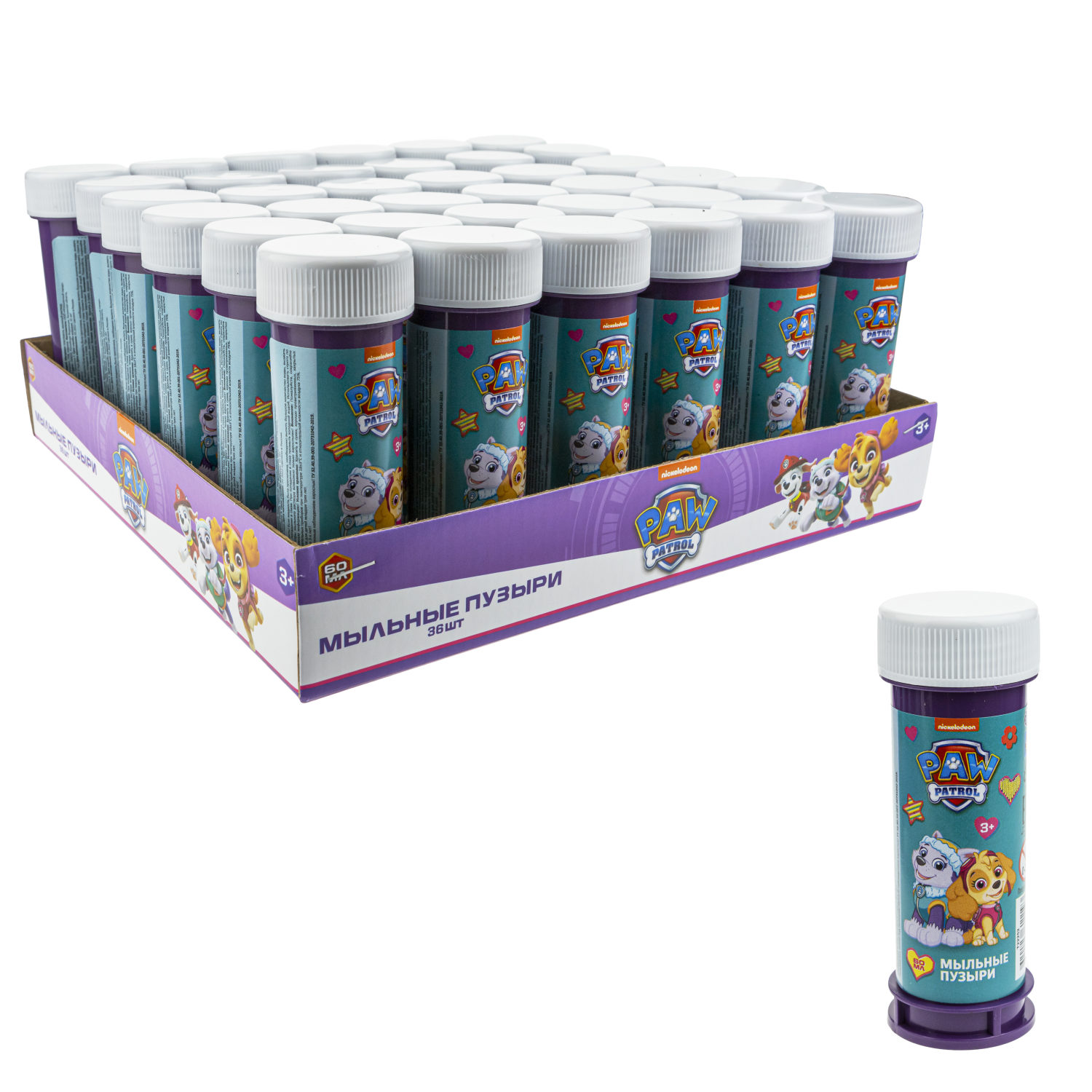 Мыльные пузыри 1TOY Щенячий патруль , детские, маленькие, для мальчиков, девочек и малышей, 60 мл