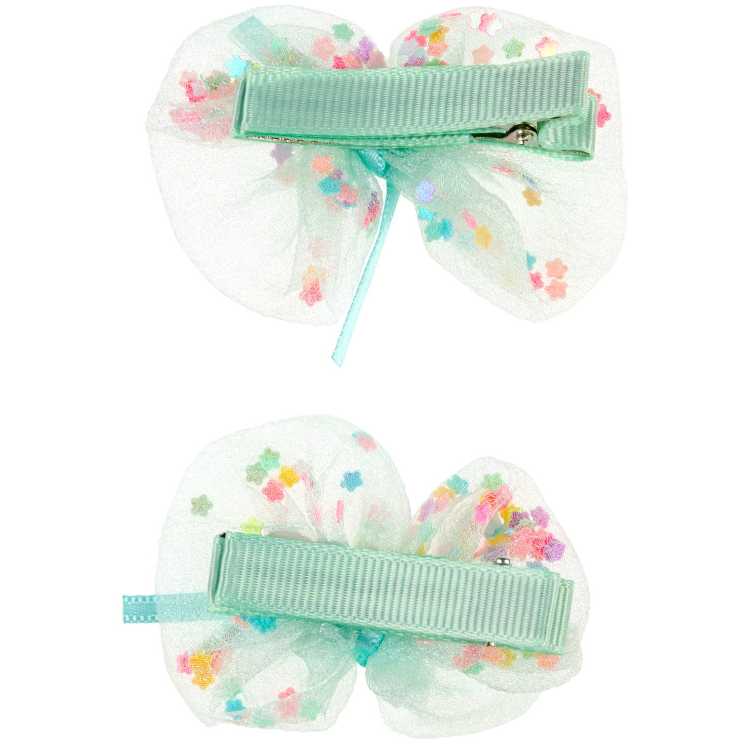 Заколки для волос Lukky Fashion Бантики с блестящей насыпкой, детские, для девочки, зажимы, 4 цвета в ассортименте, набор 2 шт.