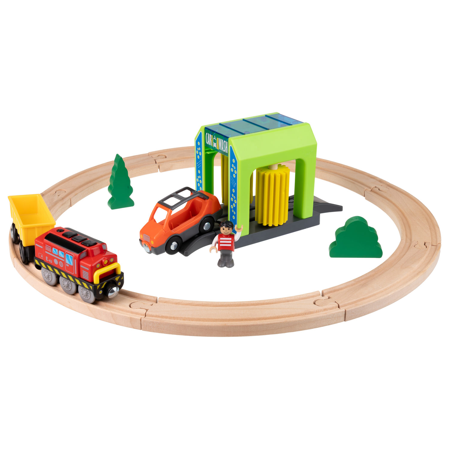 Деревянная железная дорога 1TOY GOODOK с электропоездом, 24 элемента