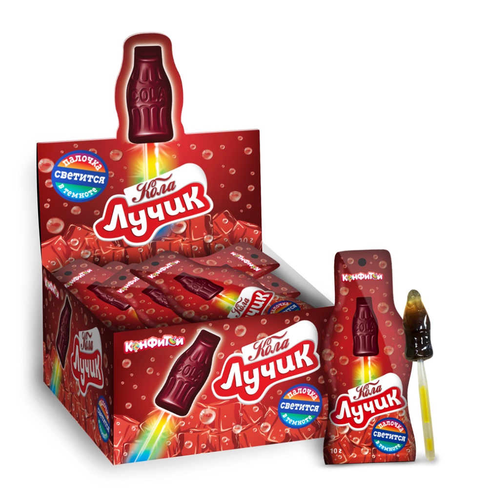 Карамель "ЛУЧИК" Кола на светящейся палочке, блок 30шт.