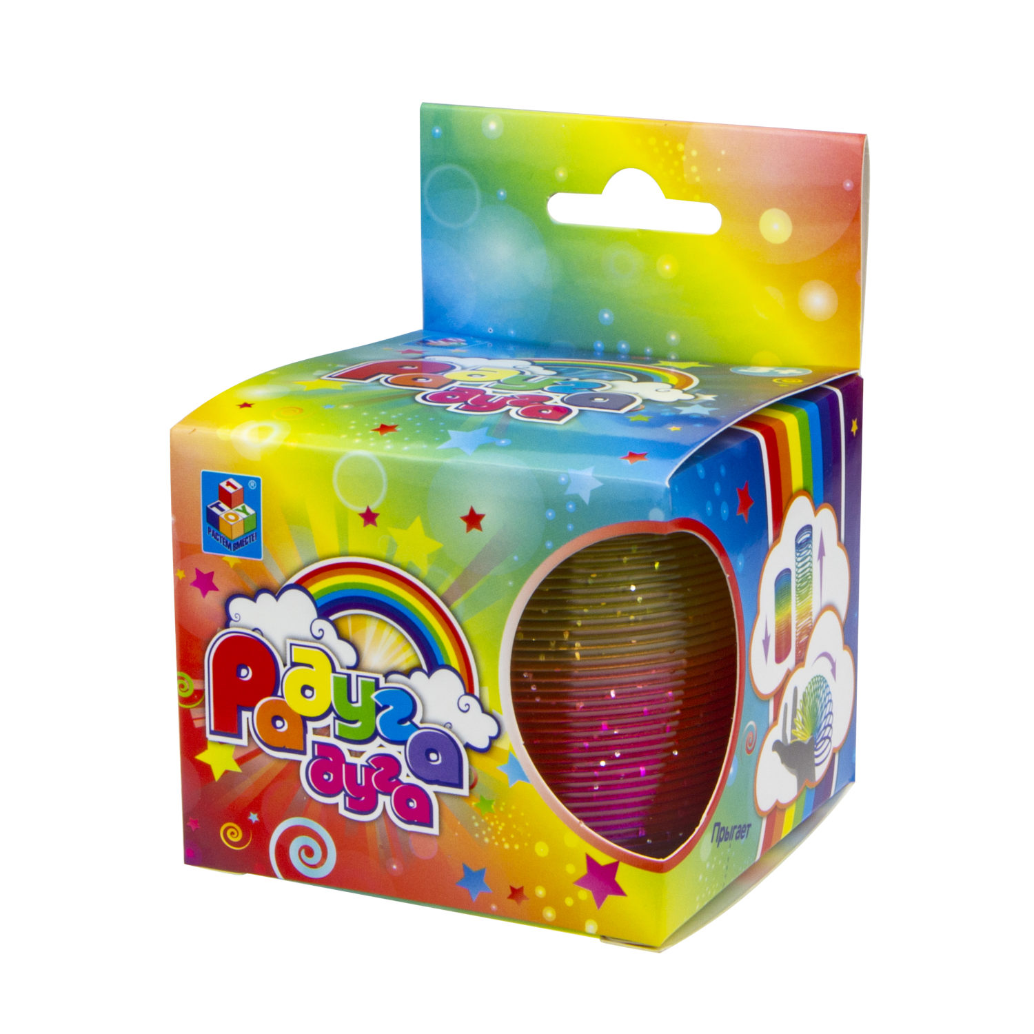 1toy пружинка Радуга-Дуга блестки неон. 7,6*6,5см.в кор.8*8*10,5см