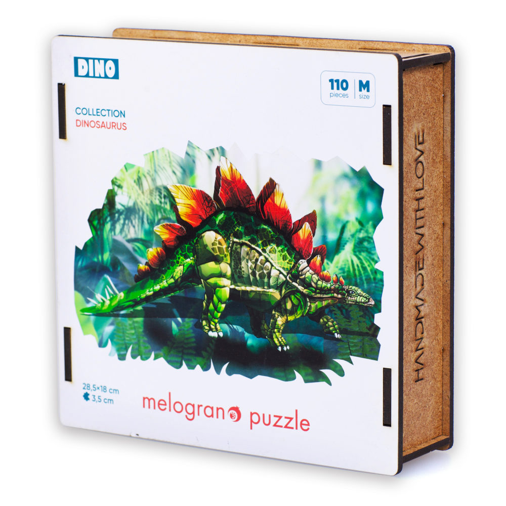 Деревянные пазлы Collection Dinosaurs Динозавр Стегозавр, 110 деталей, 28,5х18 см, 8+