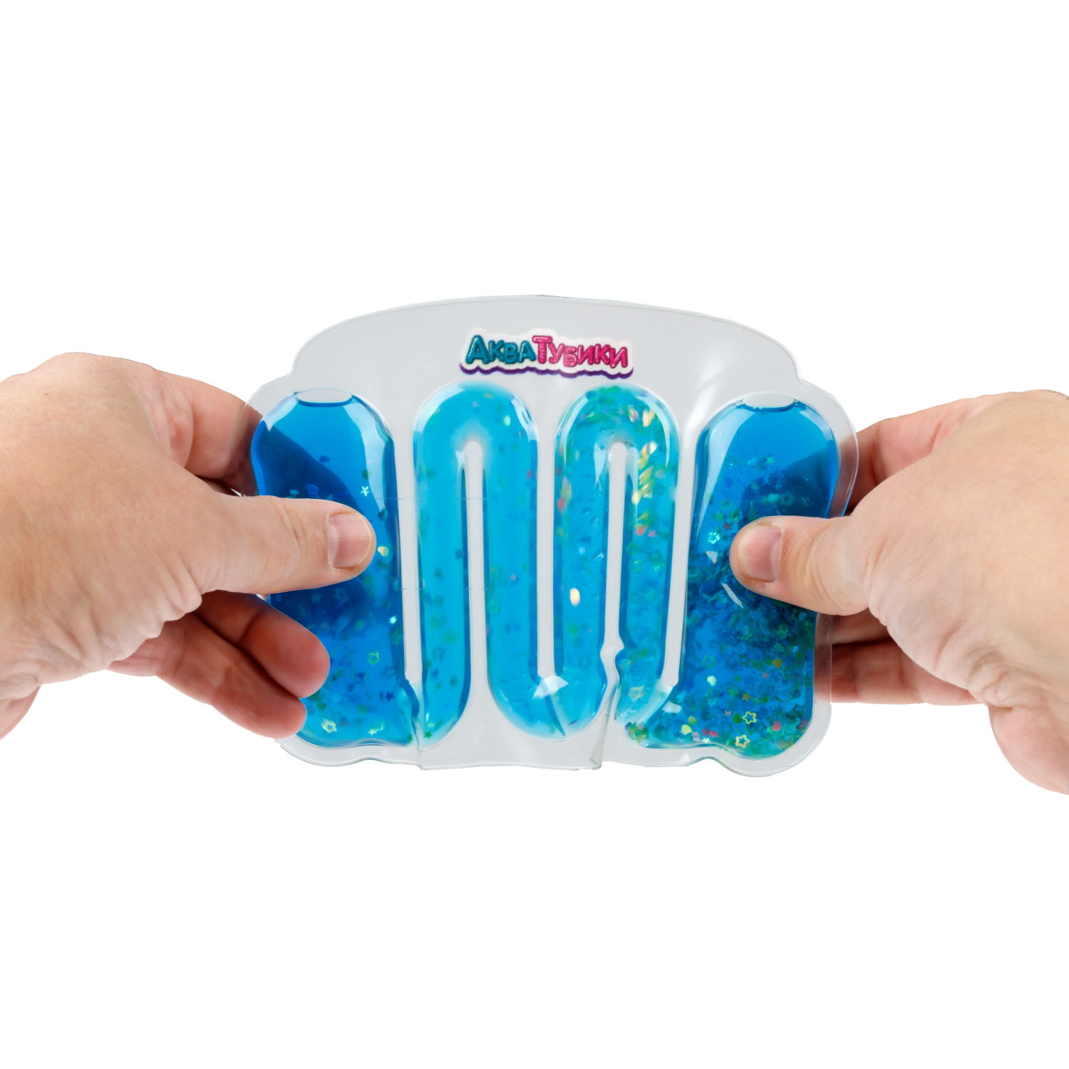 Акватубики переливайка 1TOY «Конфетти» скользун с водой внутри, антистресс для рук, жмякалка, 4 цвета в ассортименте