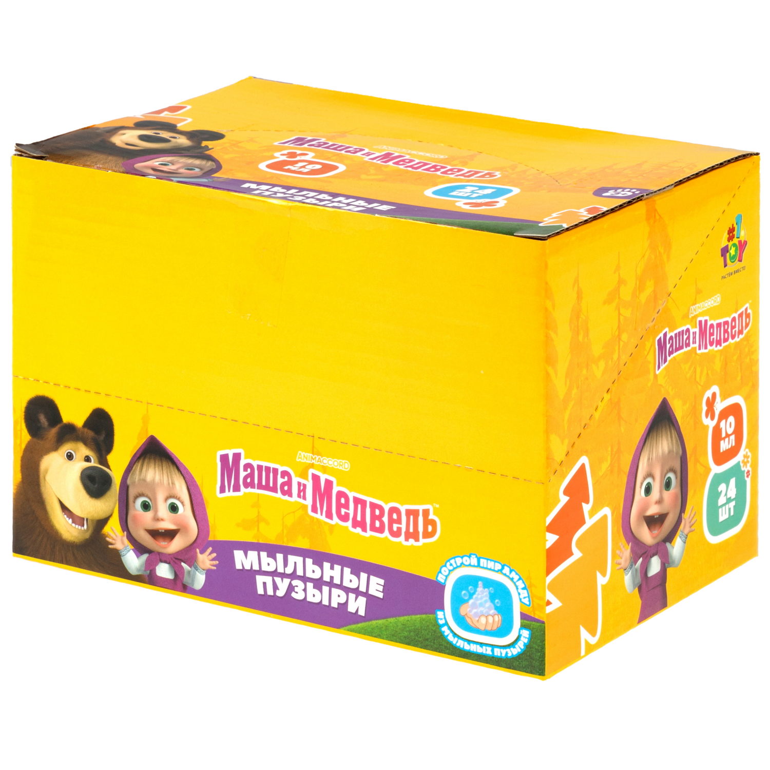 Мыльные пузыри нелопающиеся "Маша и медведь" с кругляшом на крышке , 10 мл