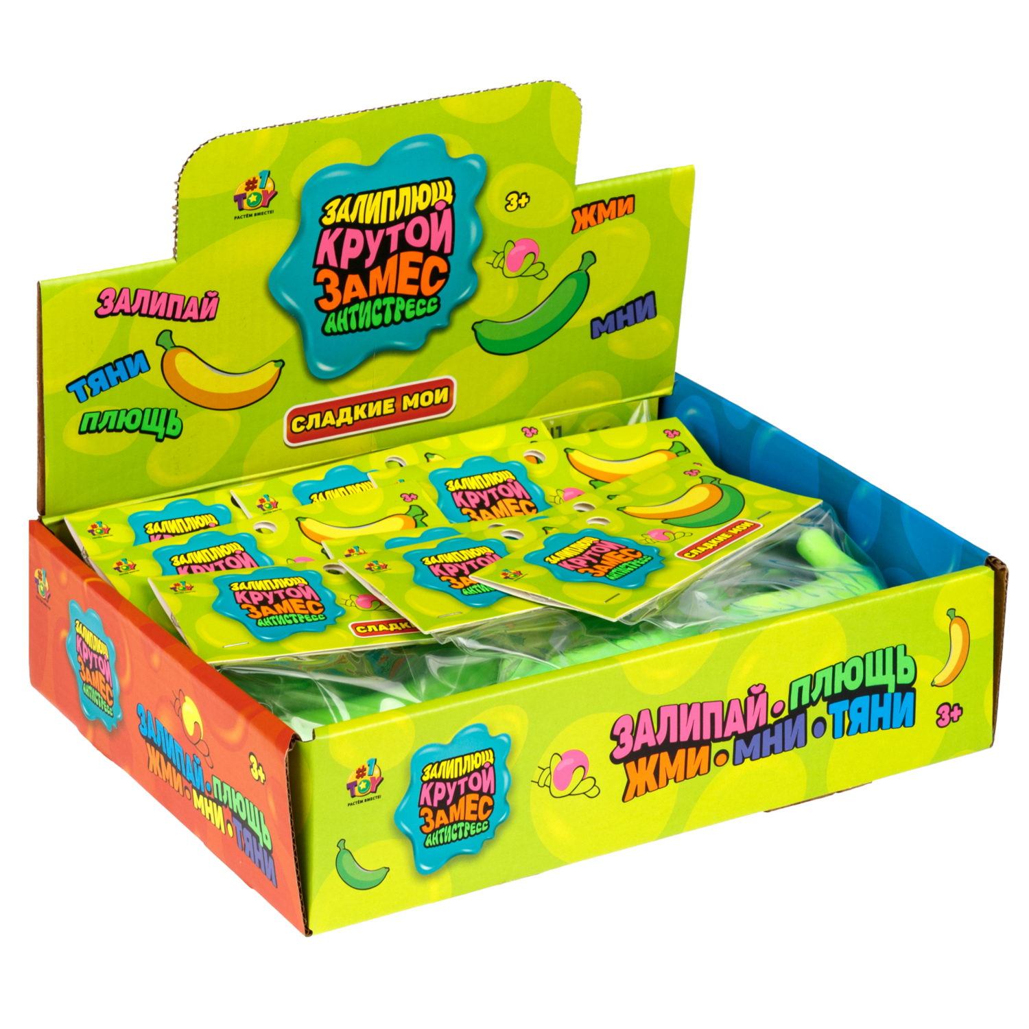 Антистресс-игрушка 1TOY Крутой замес Залиплющ банан, меняет цвет, 9,5х8х3 см