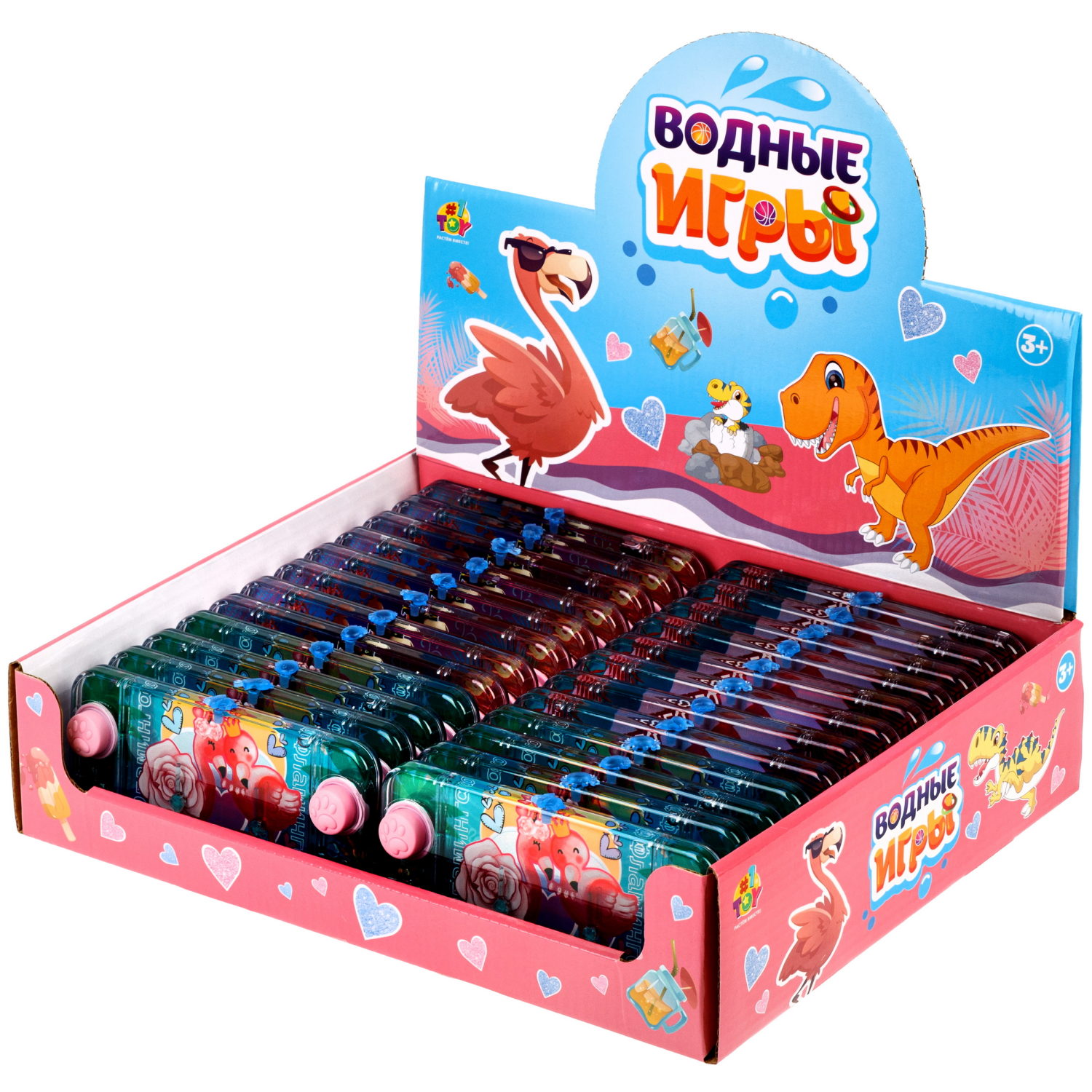 Водный тетрис 1TOY Игра с водой Насади колечки Фламинго, 15,5х7х2 см, 3 вида