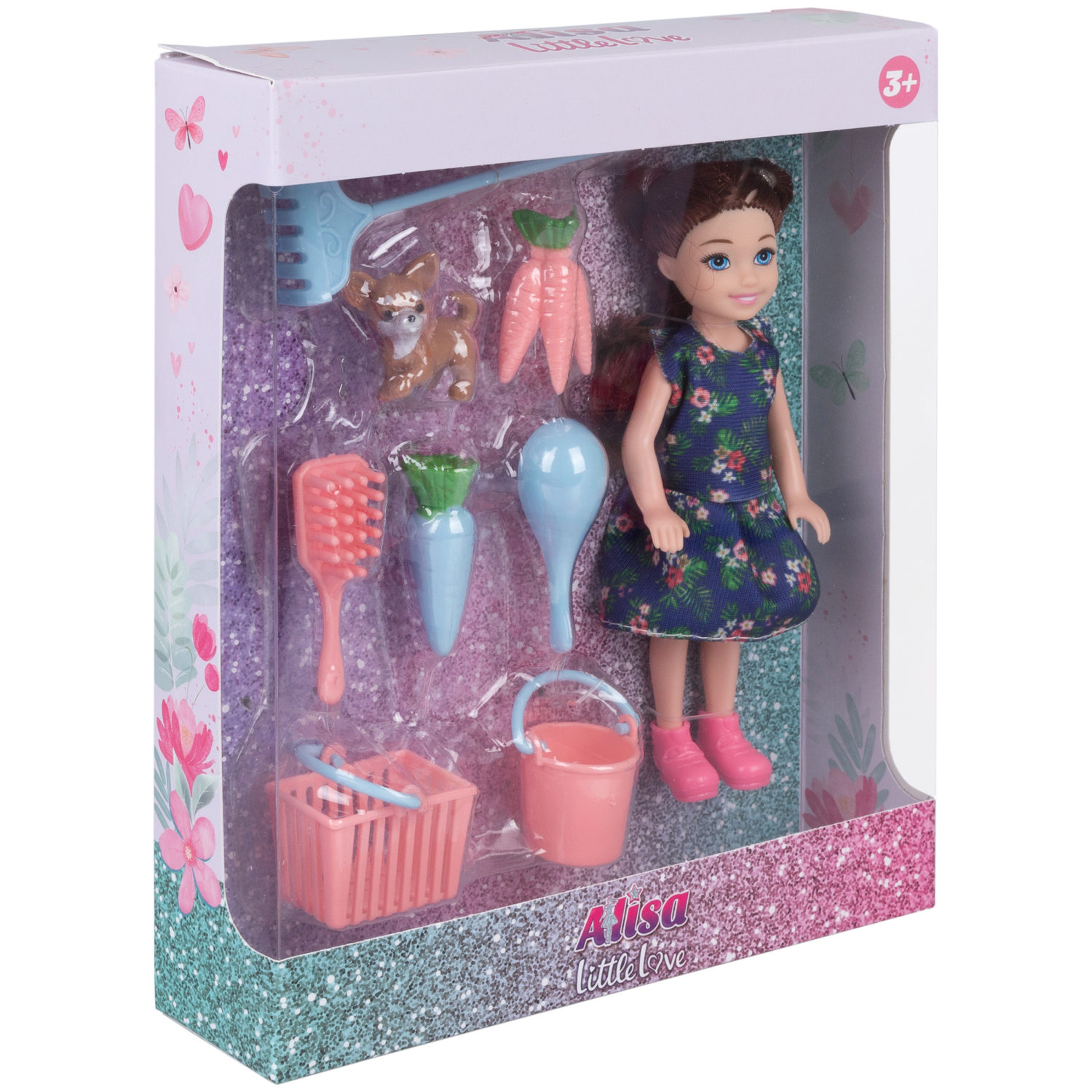 Кукла Alisa Little Love 15,2 см, брюнетка, с садовыми инструментами