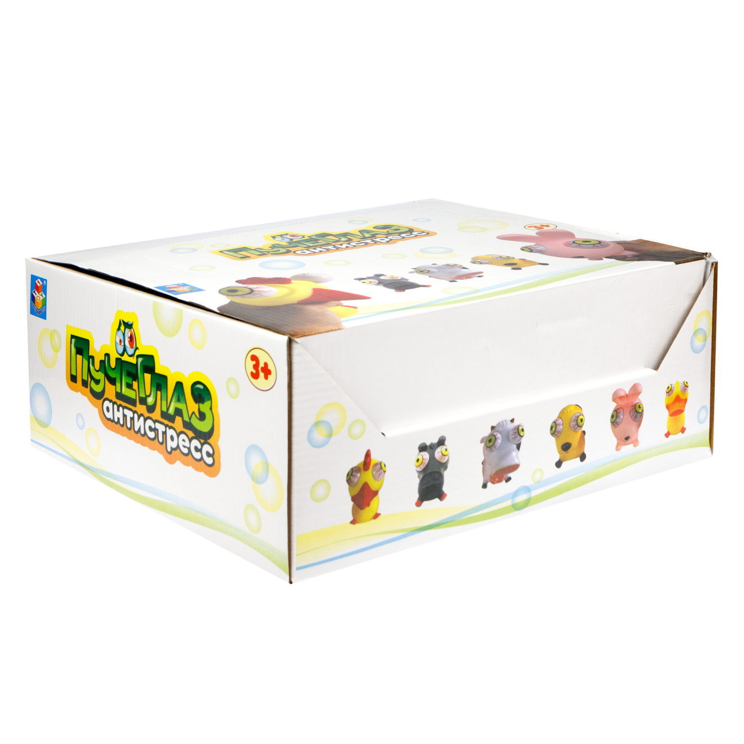 1toy Пучеглаз-антистресс "Животные" 8,4х7,6х9,6см, 6 видов в асс., 12 шт. в д/б