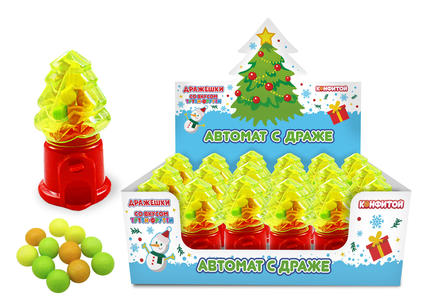 ДРАЖЕШКИ Автомат Ёлочка, блок 30 шт. (4г х 30 х 24)