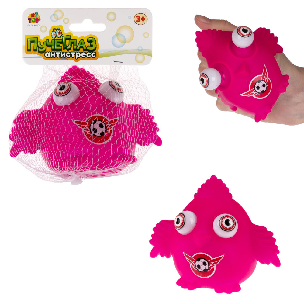1TOY Пучеглаз-антистресс "Птицы" 7х6x5 см, розовый