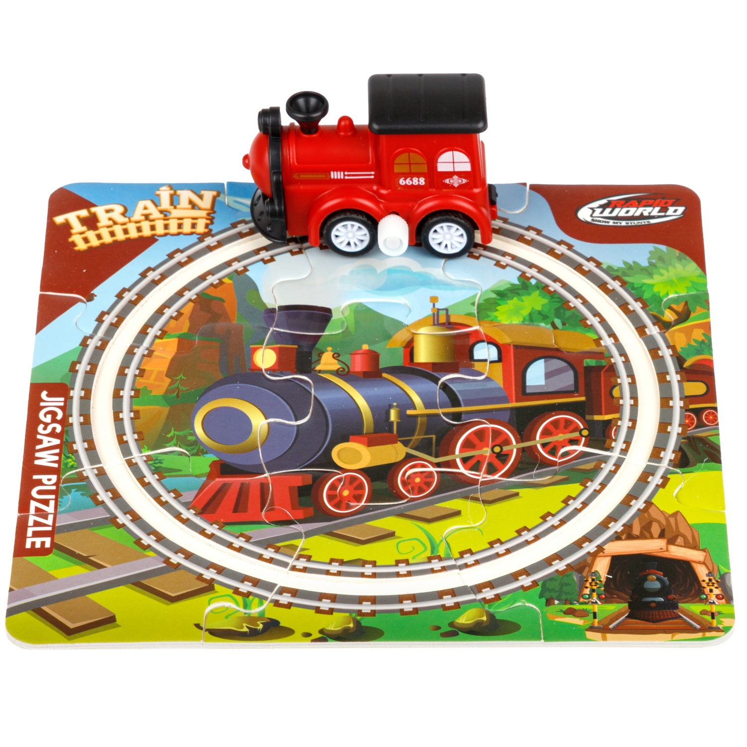 1toy игровой набор пазл-трек "Паровоз" с поездом, 2 вида, 10 деталей