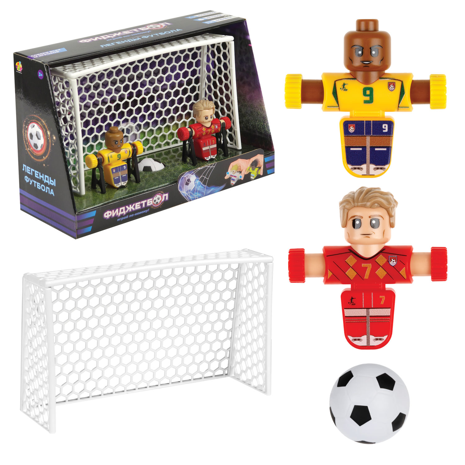 Фиджетбол 1TOY Легенды футбола, настольный футбол Пенальти Бразилия - Бельгия