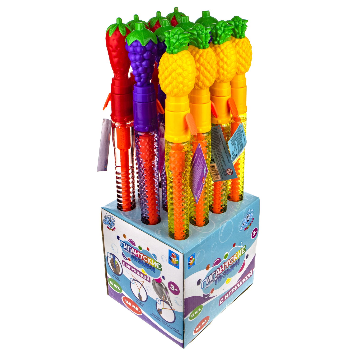 Мыльные пузыри гигантские 1TOY Мы-шарики! колба с раскладным элементом фрукты 165 мл