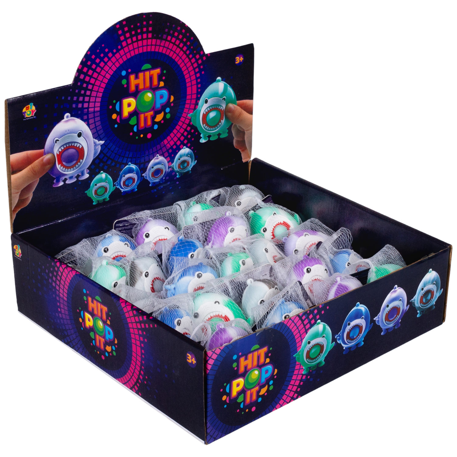 1TOY Жмяка Hit Pop It "Акулы" на присосках 8,5х4х7 см, 4 вида в ассортименте