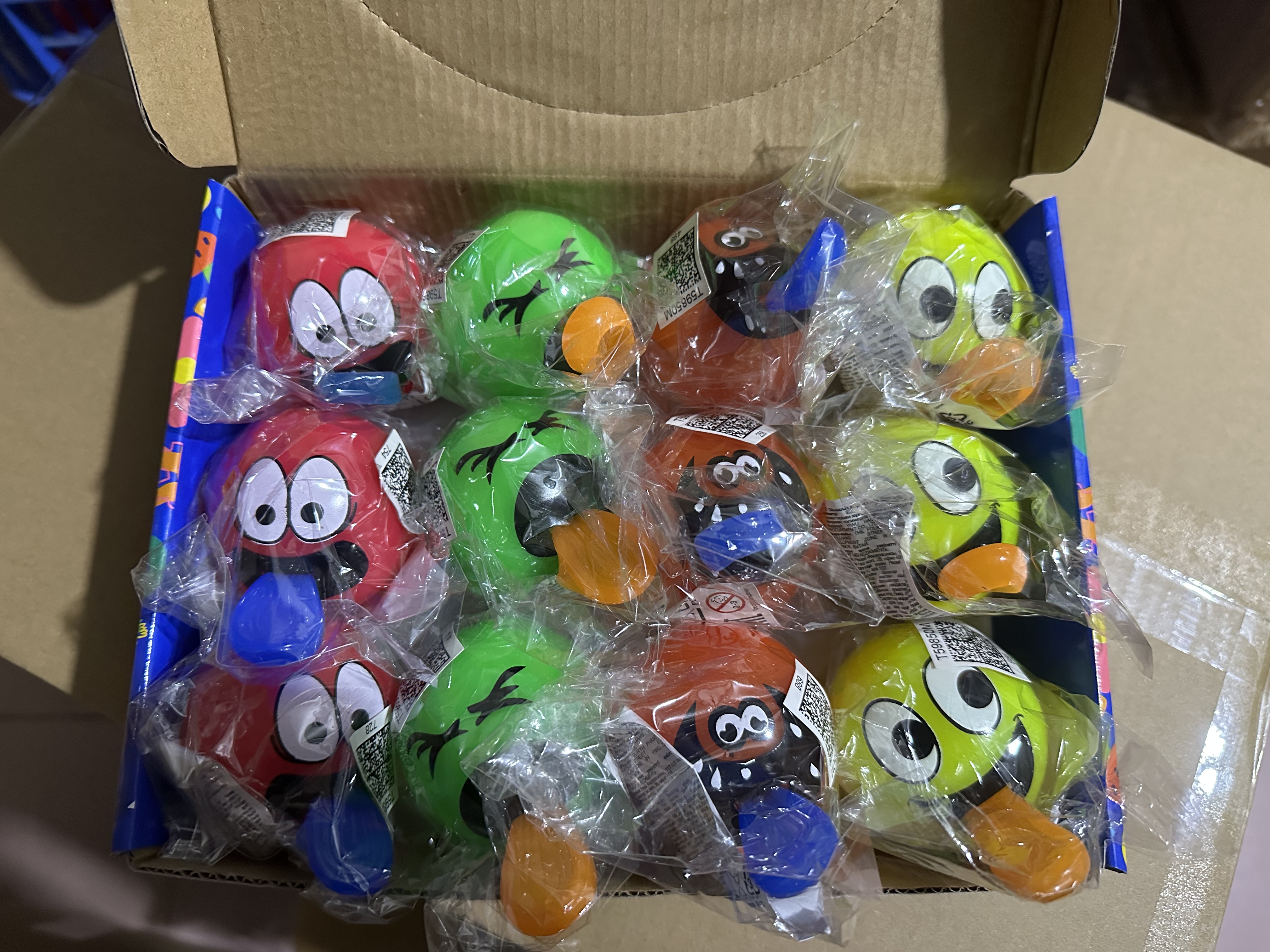 1toy мячик-прыгун стрелялка со светом 5,5 см, веселые рожицы, д/б 12 шт.