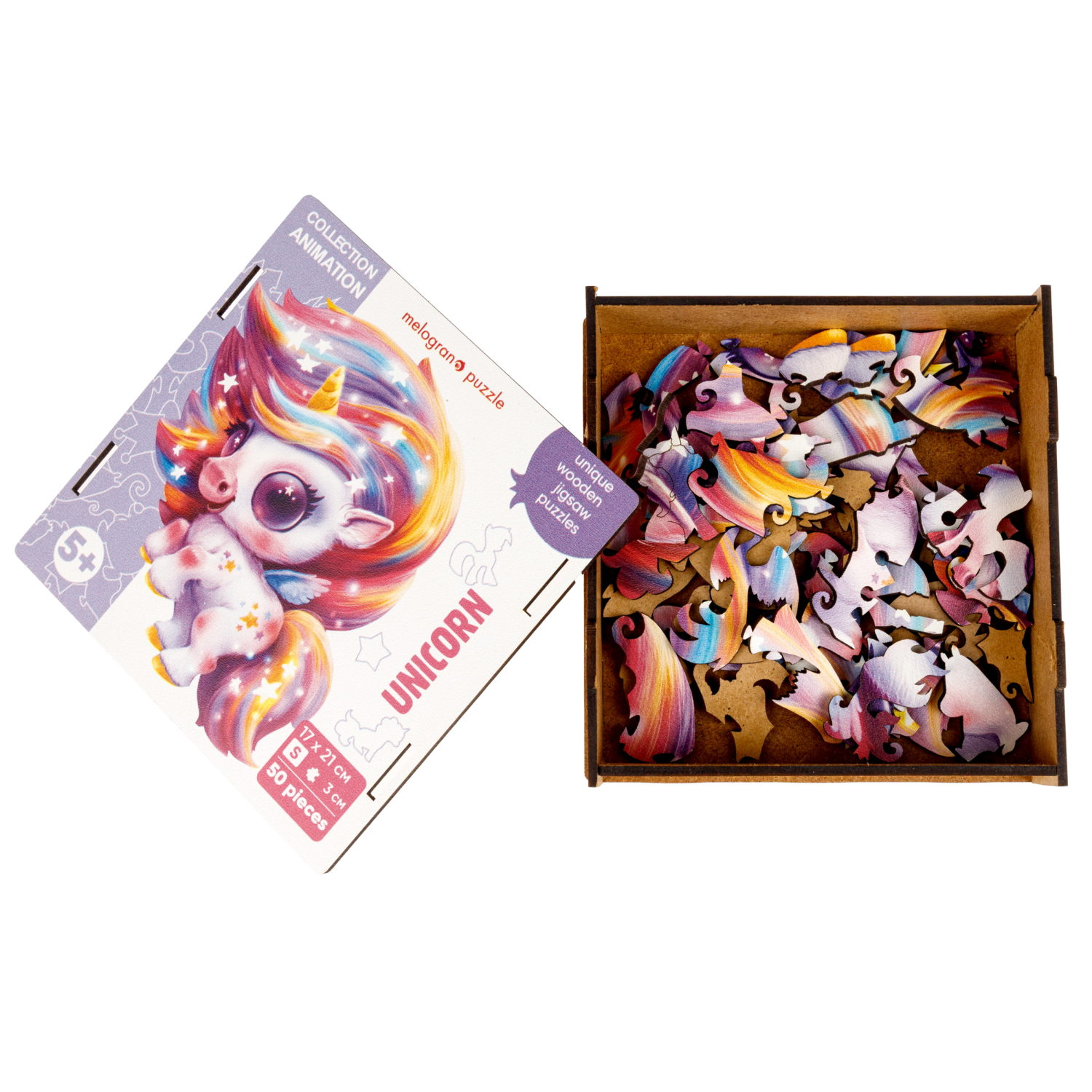 Деревянные пазлы Collection Animals Единорог Карамелька, 50 деталей