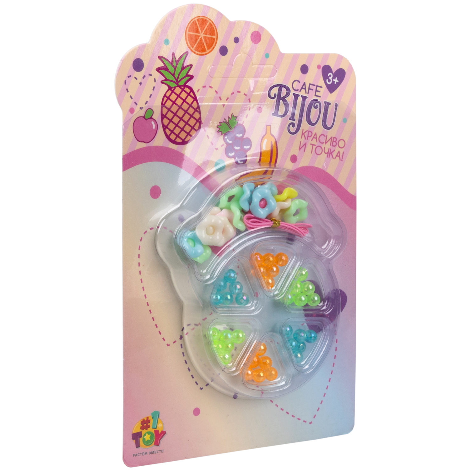 1TOY наб.бусин."Café Bijou" фрукты 5 видов в асс., блистер 12*19см, 20 шт.в дб.