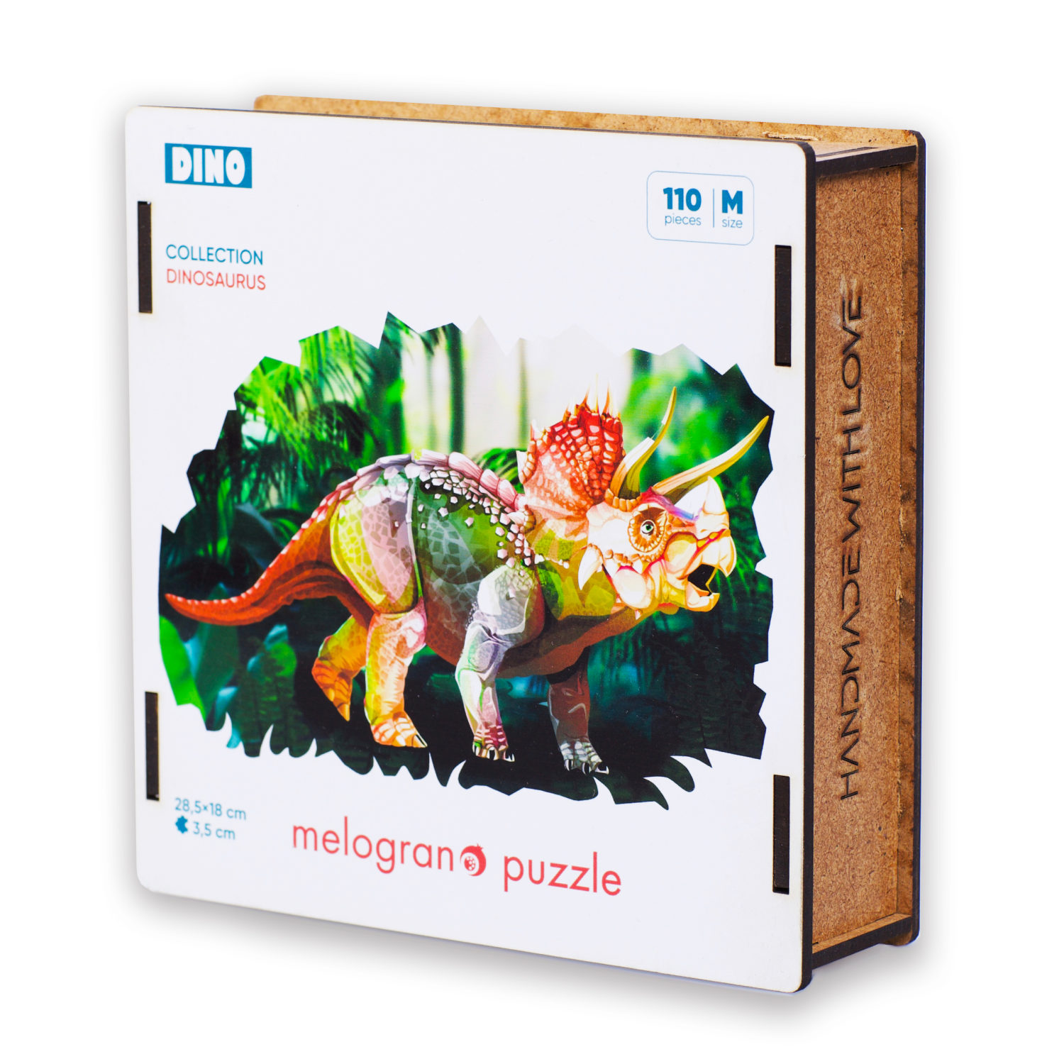 Деревянные пазлы Collection Dinosaurs Динозавр Трицератопс, 110 деталей, 28,5х18 см, 7+