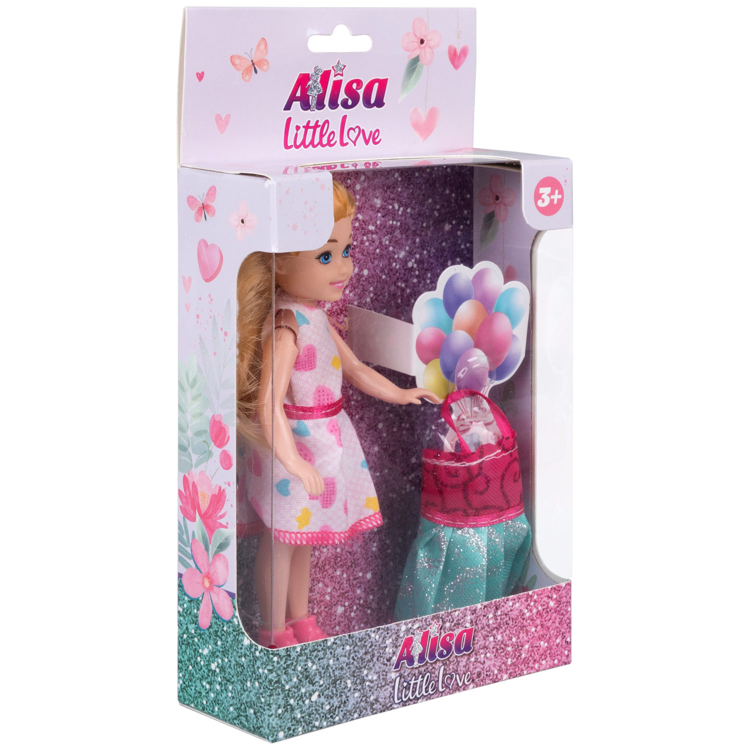 Кукла Alisa Little Love 15,2 см, блондинка, с двумя хвостами, с платьем