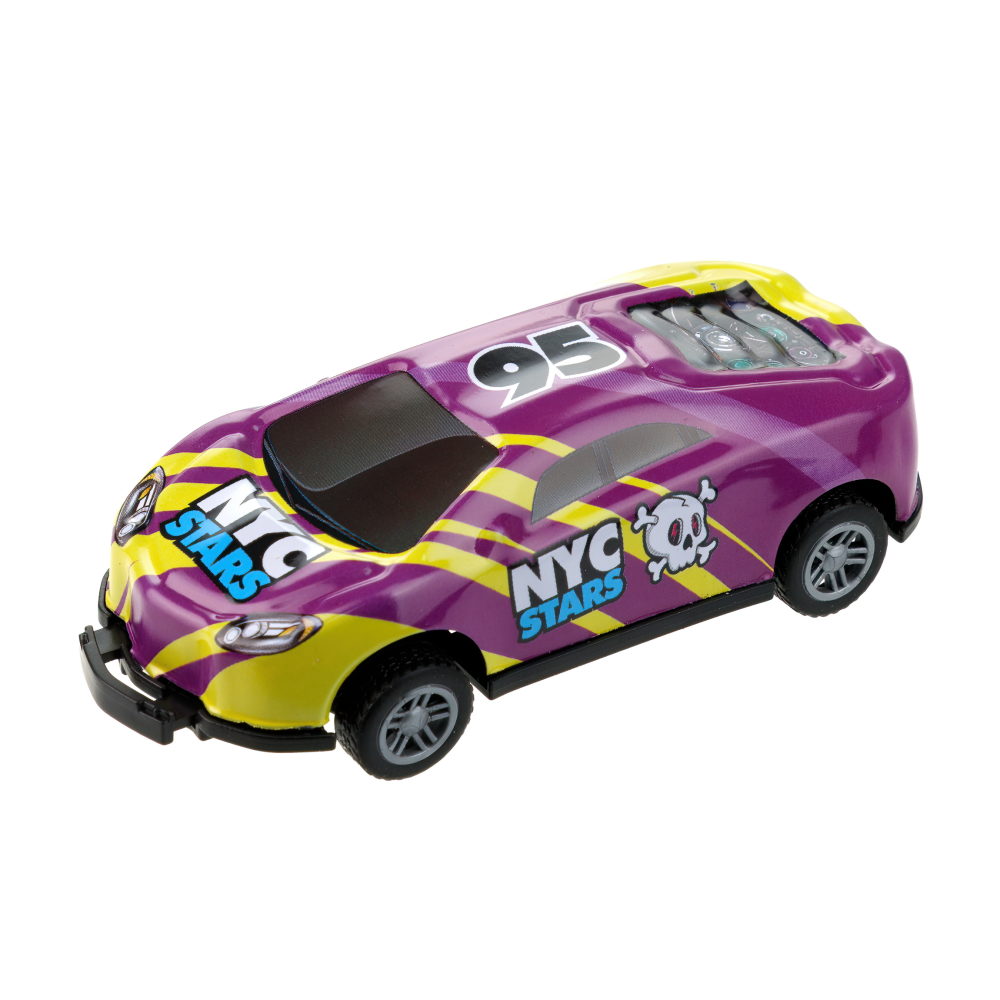 Машинка игрушка для мальчика Авто Сальто 1toy, металлическая, инерционная, перевертыш, фиолетовая, 9 см, 1 шт