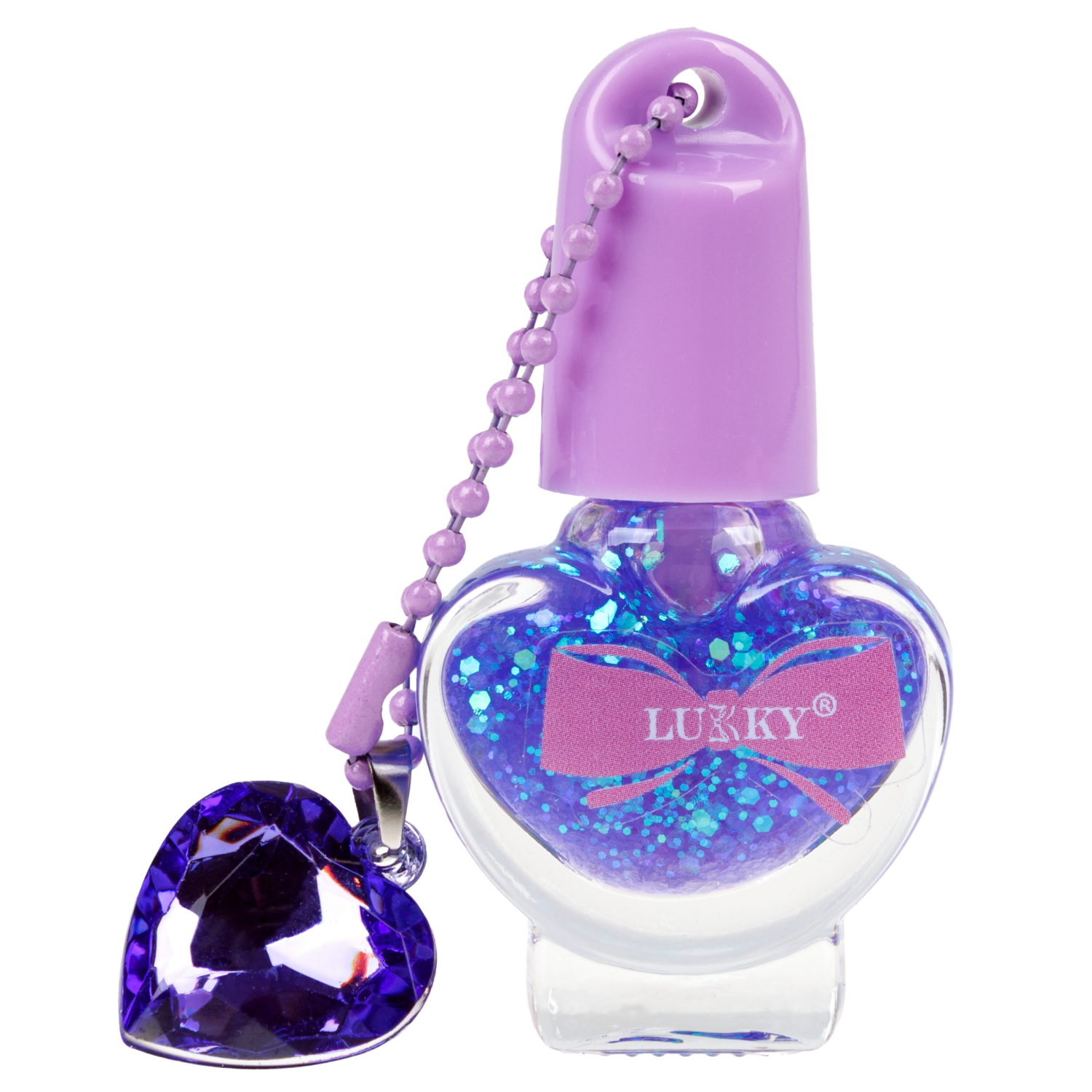 Лак для ногтей детский Lukky Charmy Laque peel-off сверкающий, 5 мл, сиреневый, аромат ванили, подвеска